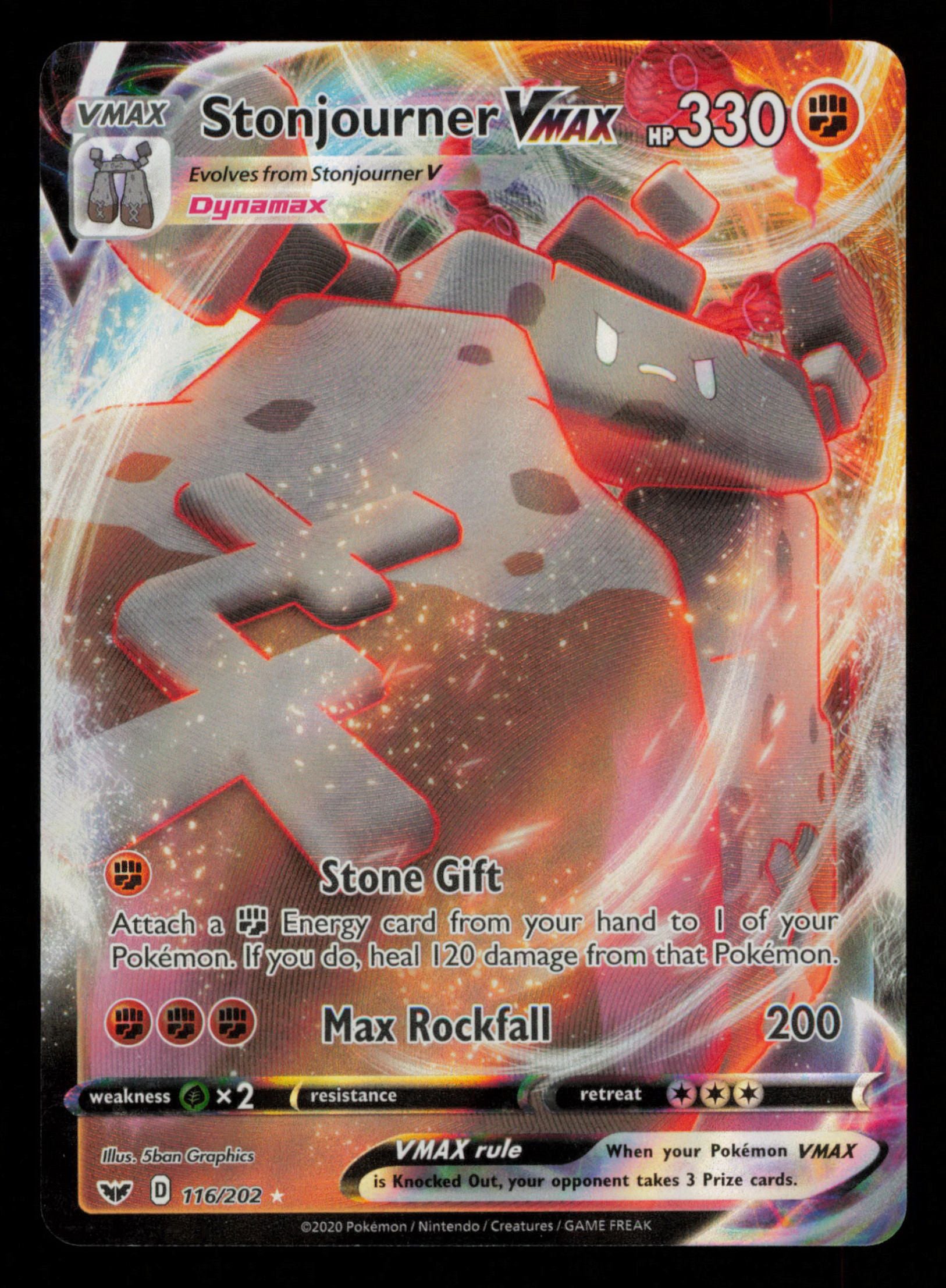 Stonjourner VMAX 116/202 Holo Rare VMAX Sword & Shield Pokemon