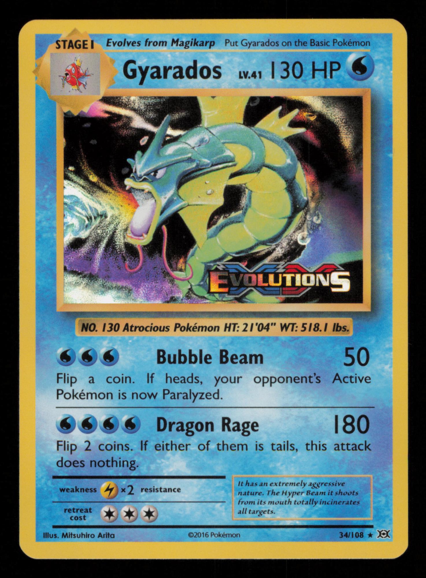 Gyarados 34/108 Holo Rare Evolutions Pokemon