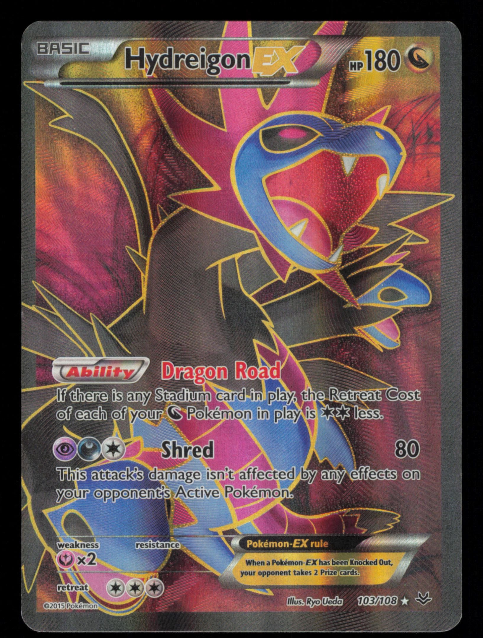 Hydreigon EX 103/108 Rare Ultra Roaring Skies Pokemon