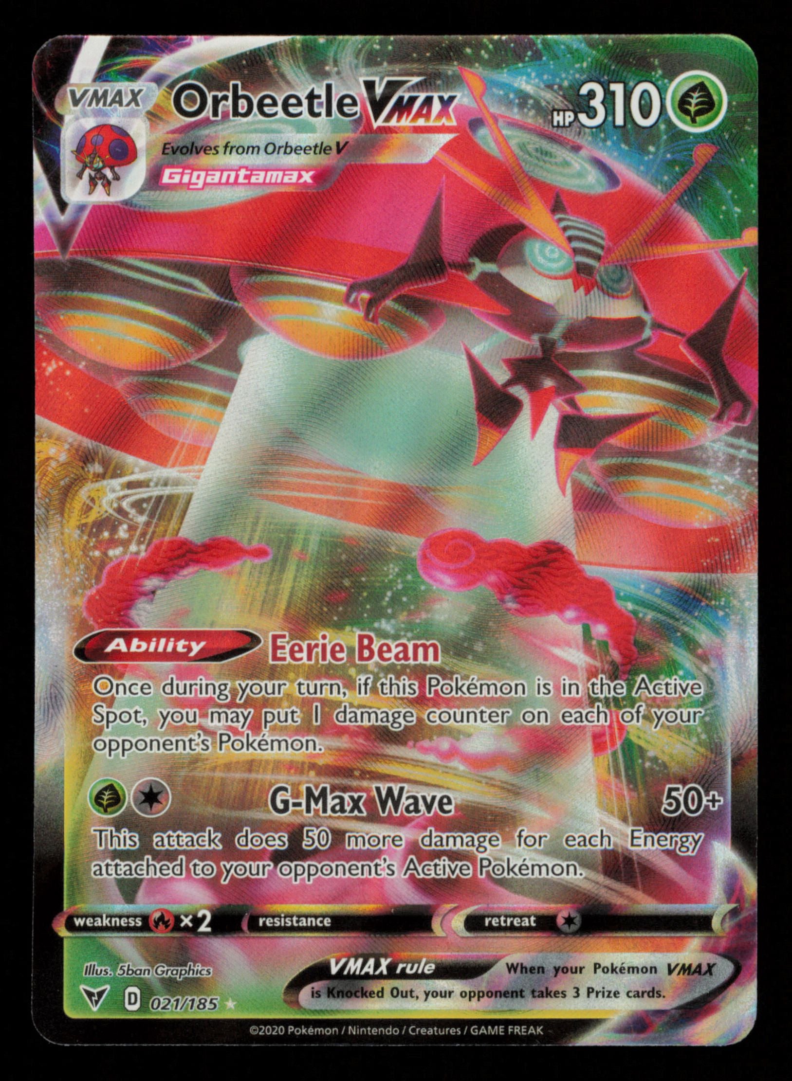 Orbeetle VMAX 021/185 Holo Rare VMAX Vivid Voltage Pokemon