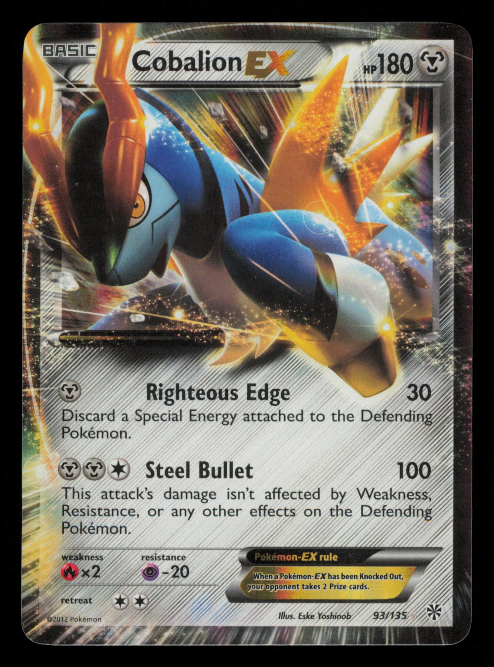 Cobalion EX 93/135 Holo Rare EX Plasma Storm Pokemon
