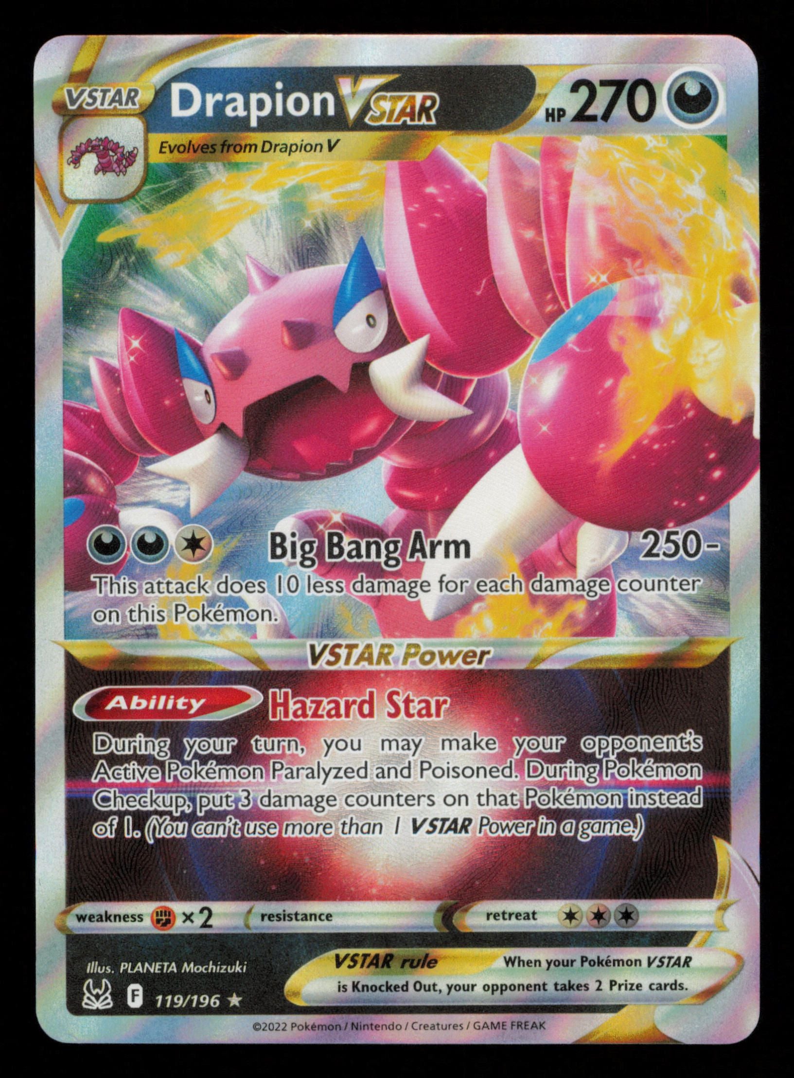 Drapion VSTAR 119/196 Holo Rare VSTAR Lost Origin Pokemon