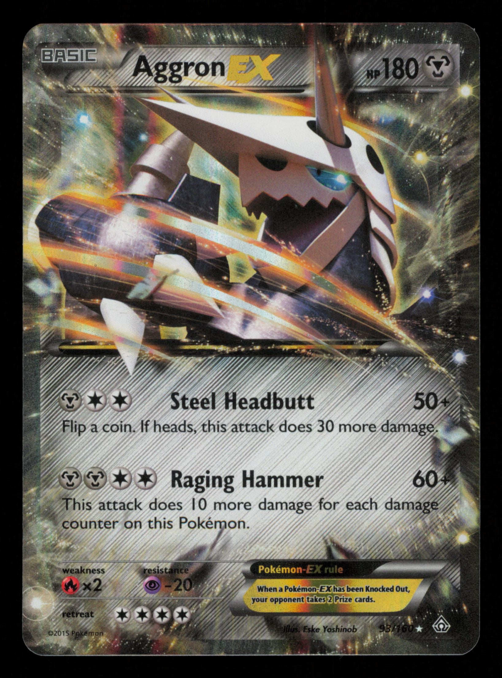 Aggron EX 93/160 Holo Rare EX Primal Clash Pokemon
