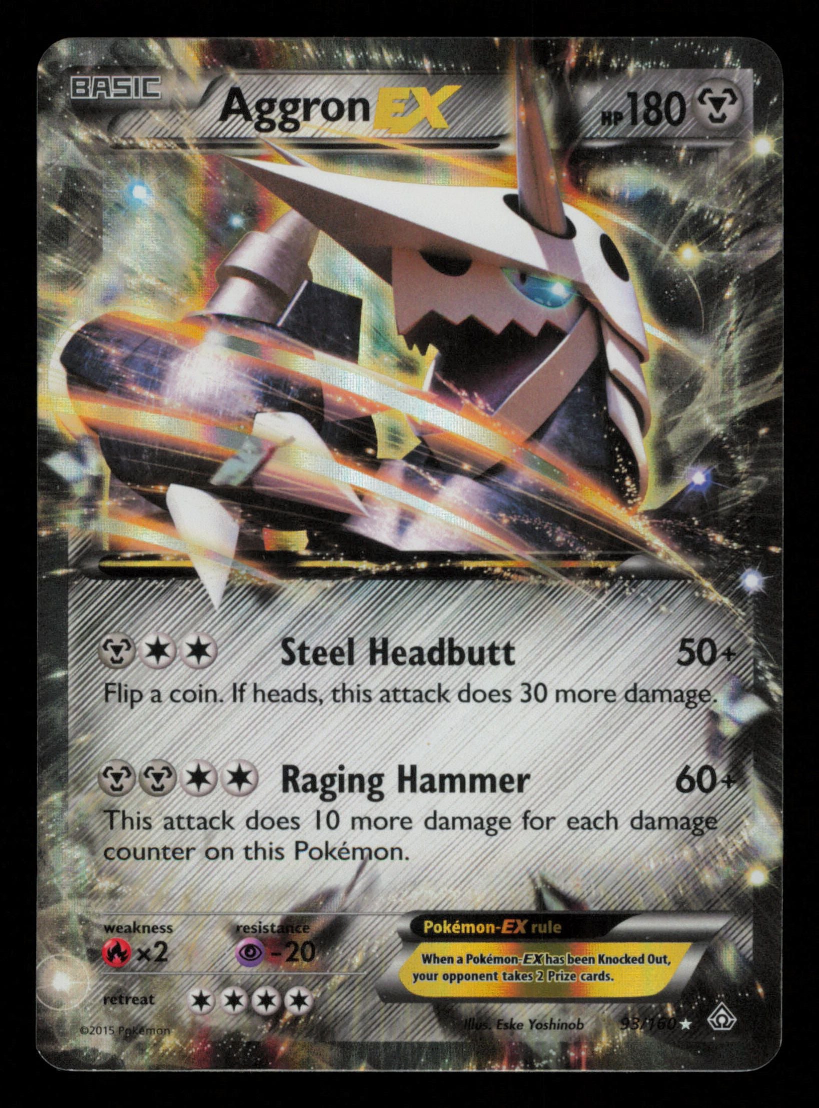 Aggron EX 93/160 Holo Rare EX Primal Clash Pokemon