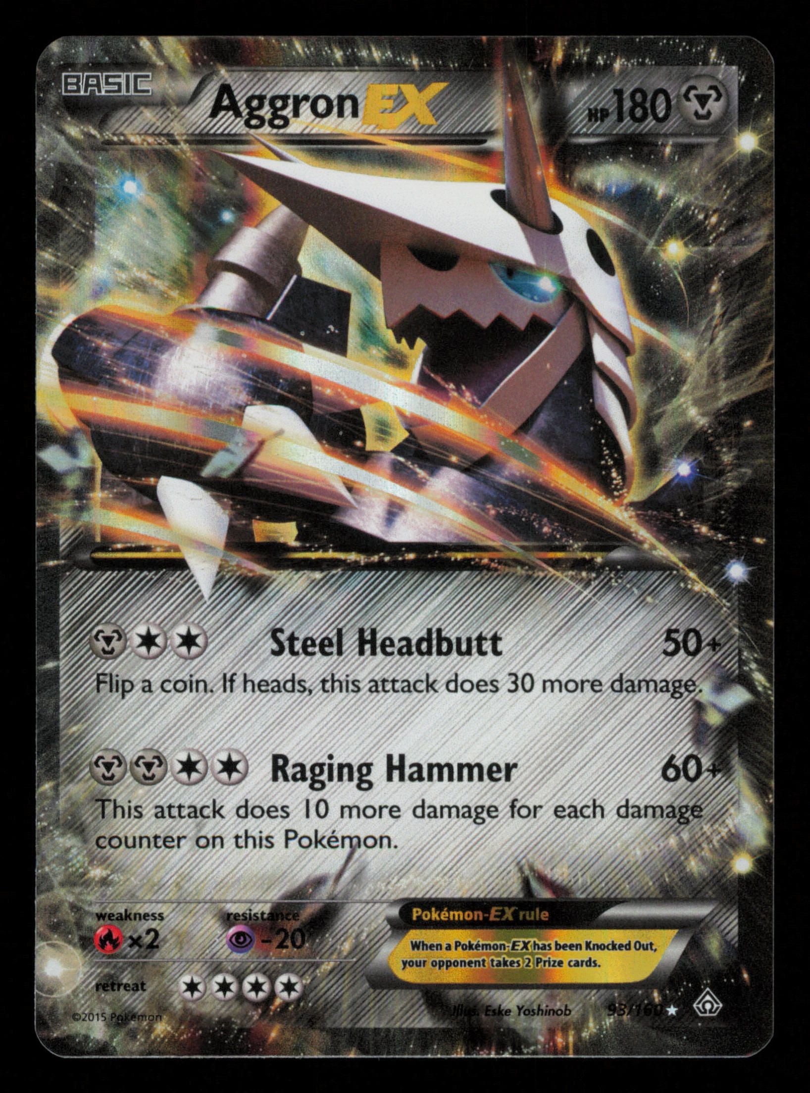 Aggron EX 93/160 Holo Rare EX Primal Clash Pokemon