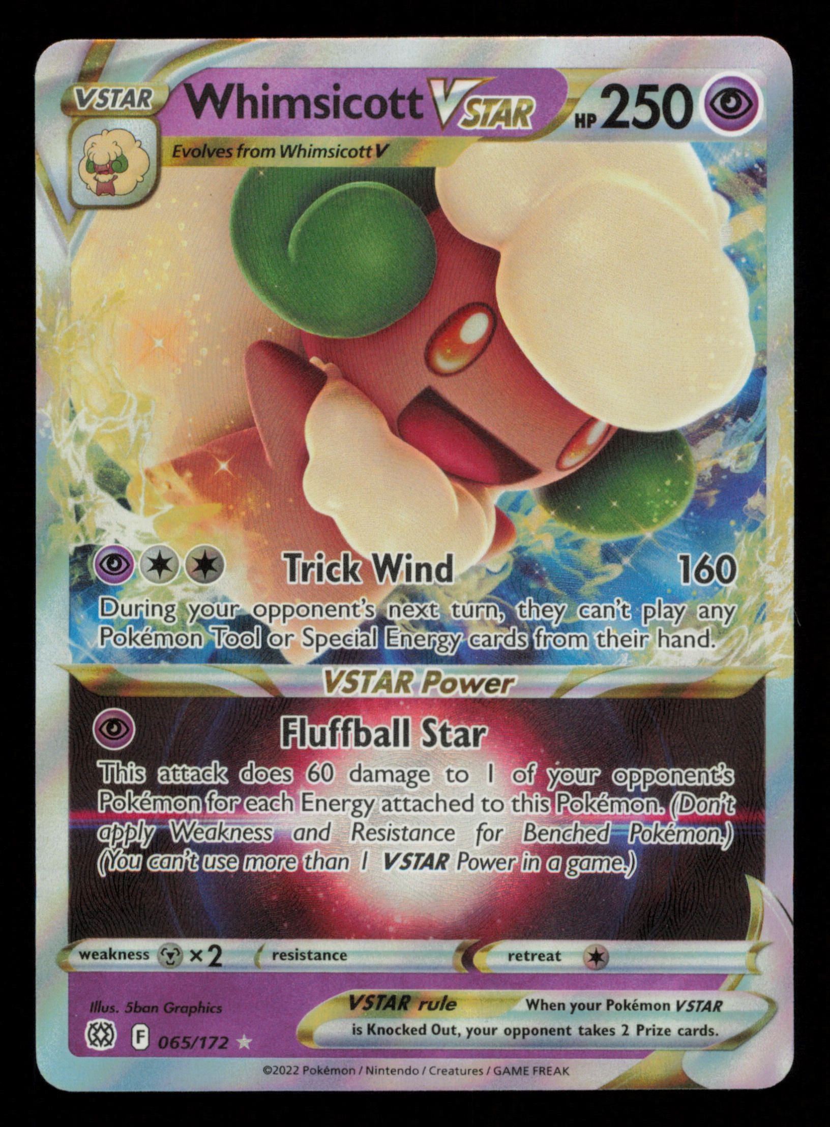 Whimsicott VSTAR 065/172 Holo Rare VSTAR Brilliant Stars Pokemon