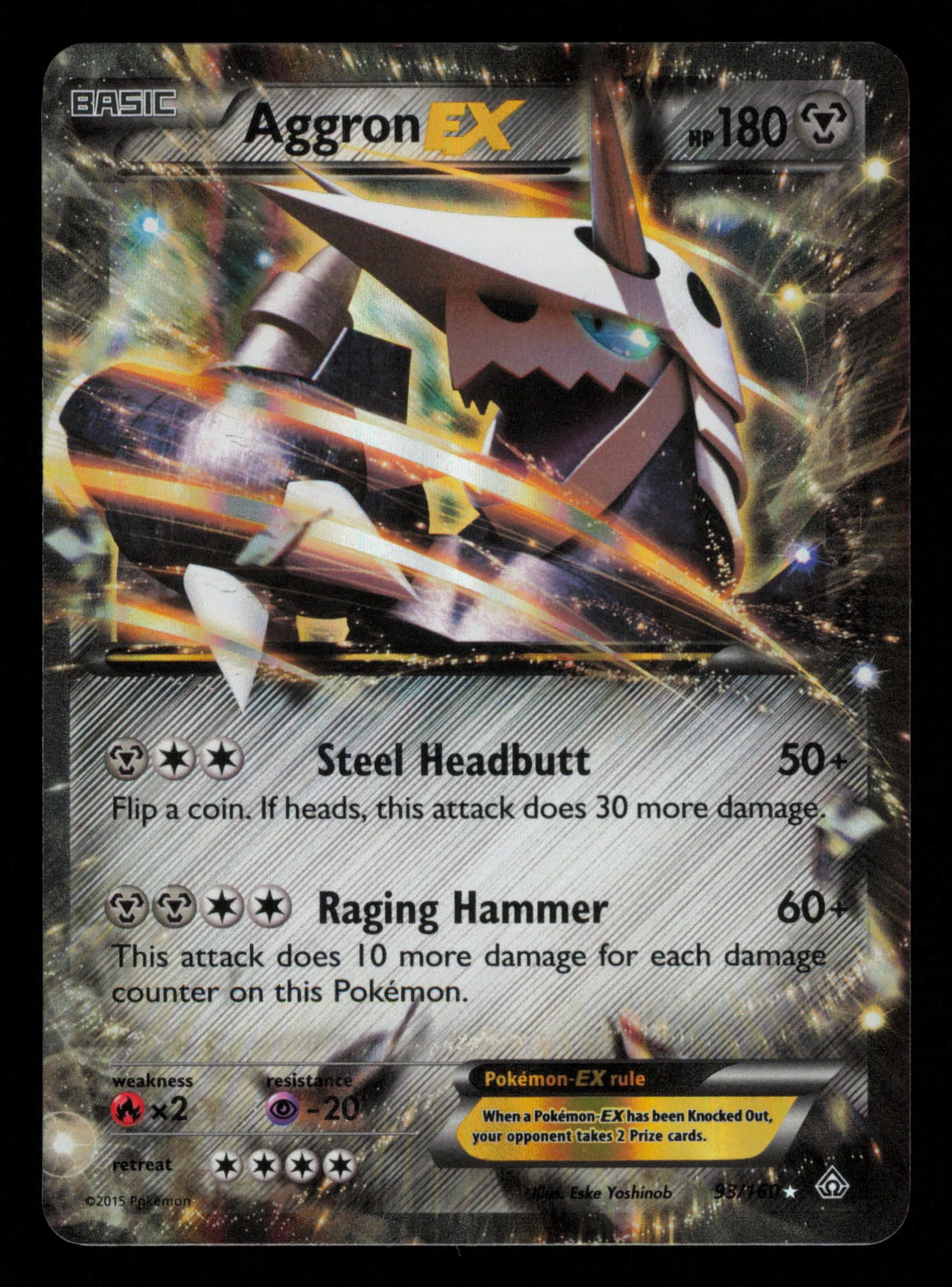 Aggron EX 93/160 Holo Rare EX Primal Clash Pokemon