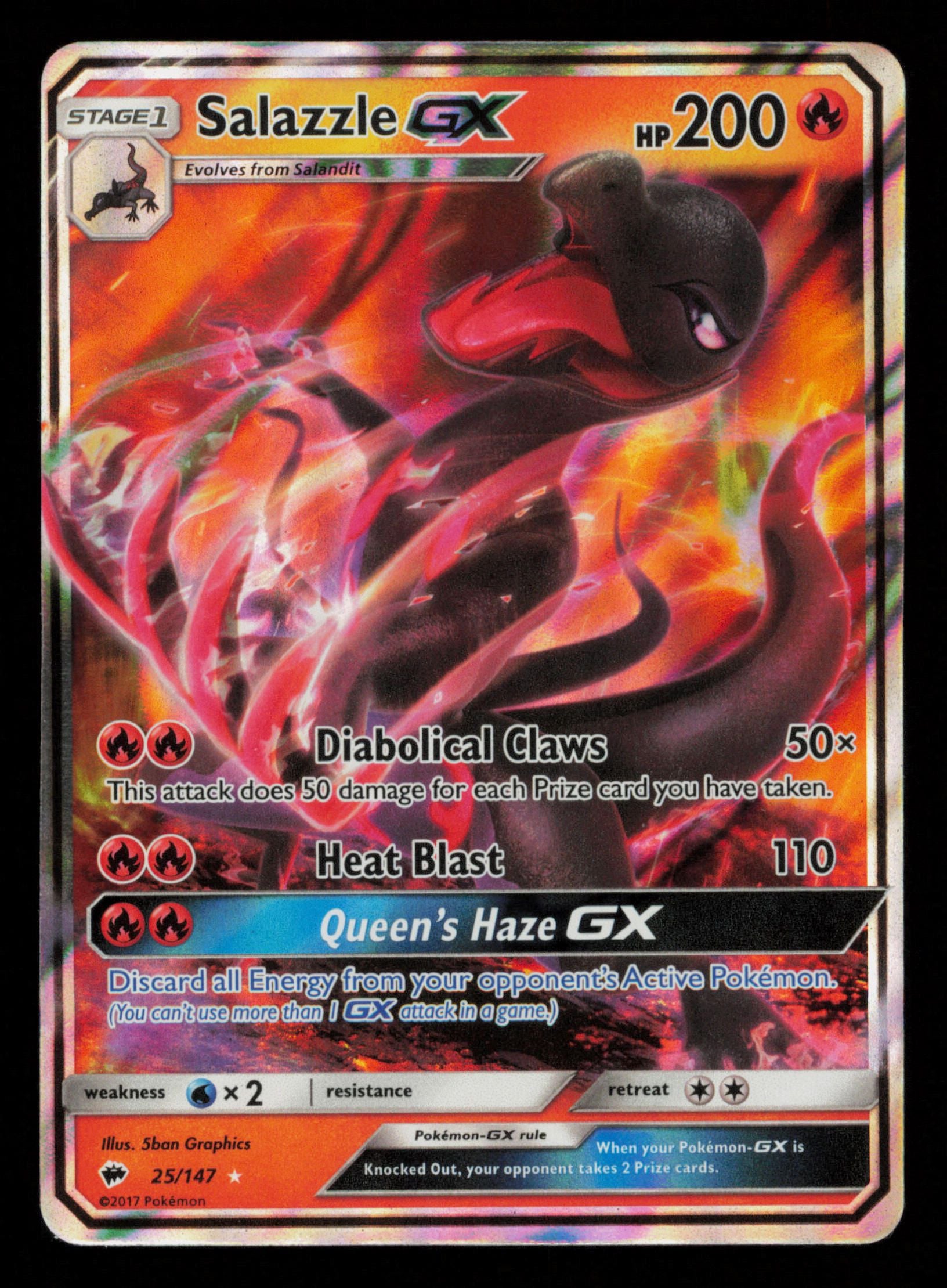 Salazzle GX 25/147 Holo Rare GX Burning Shadows Pokemon