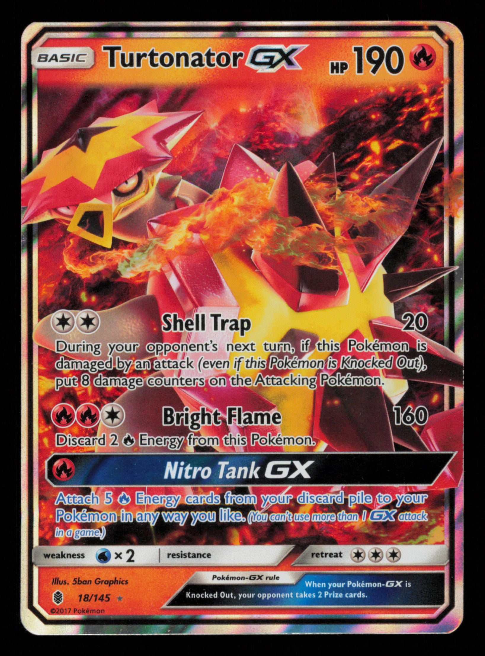 Turtonator GX 18/145 Holo Rare GX Guardians Rising Pokemon