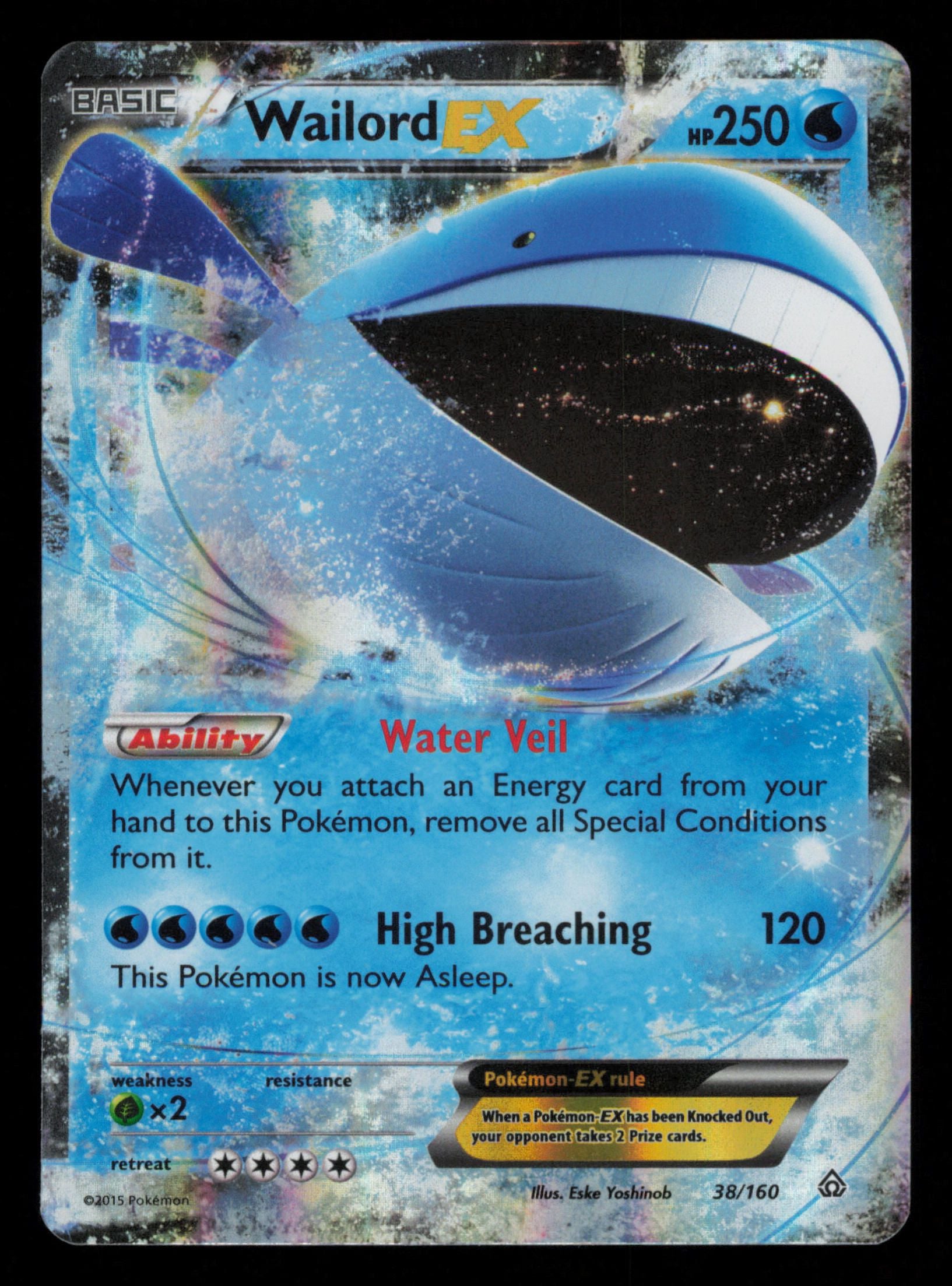 Wailord EX 38/160 Holo Rare EX Primal Clash Pokemon