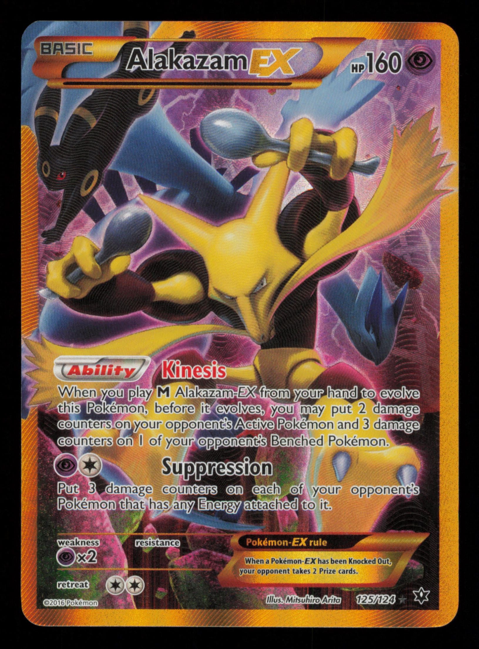 Alakazam EX 125/124 Secret Rare Fates Collide Pokemon