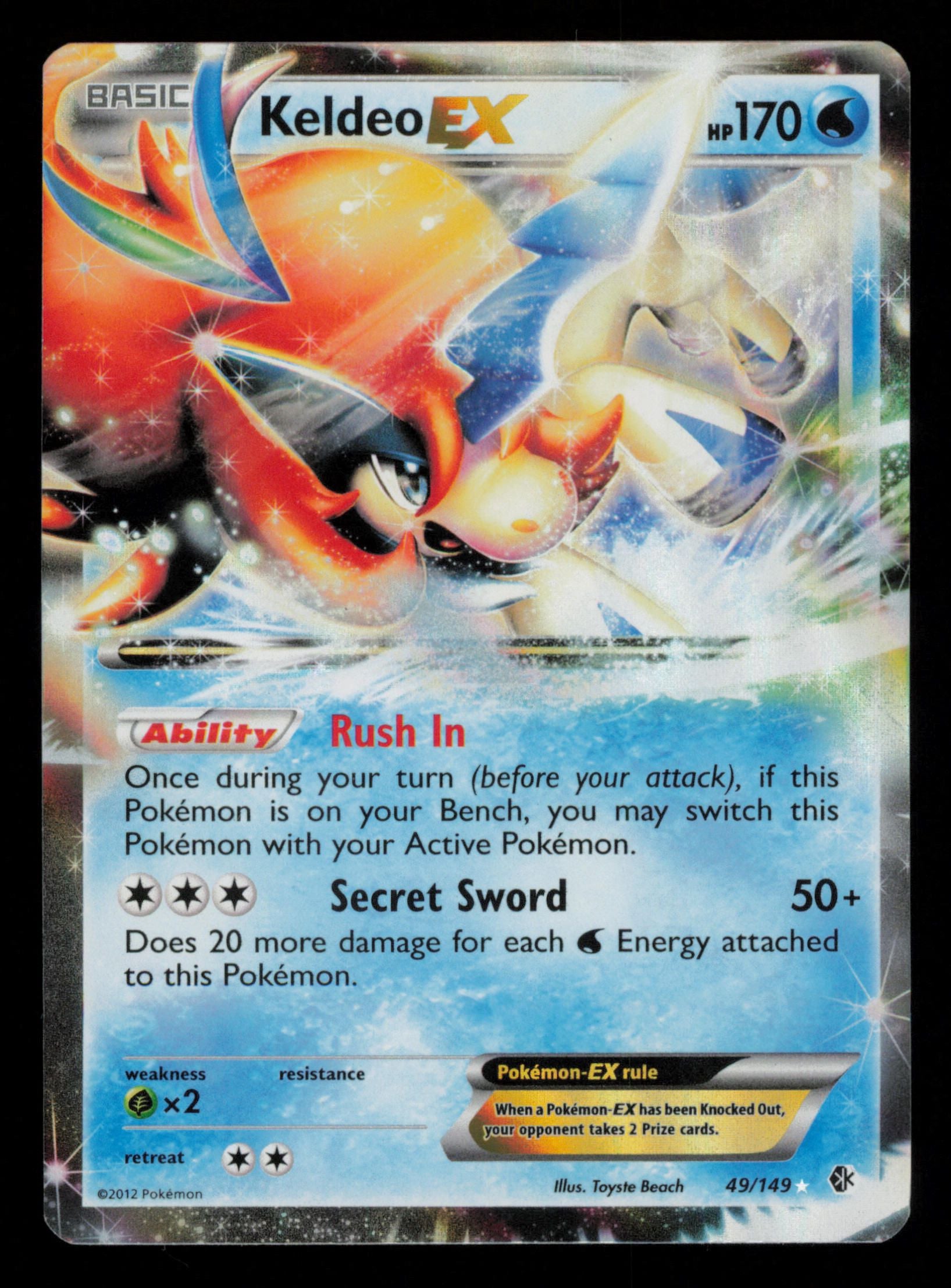 Keldeo EX 49/149 Holo Rare EX Boundaries Crossed Pokemon