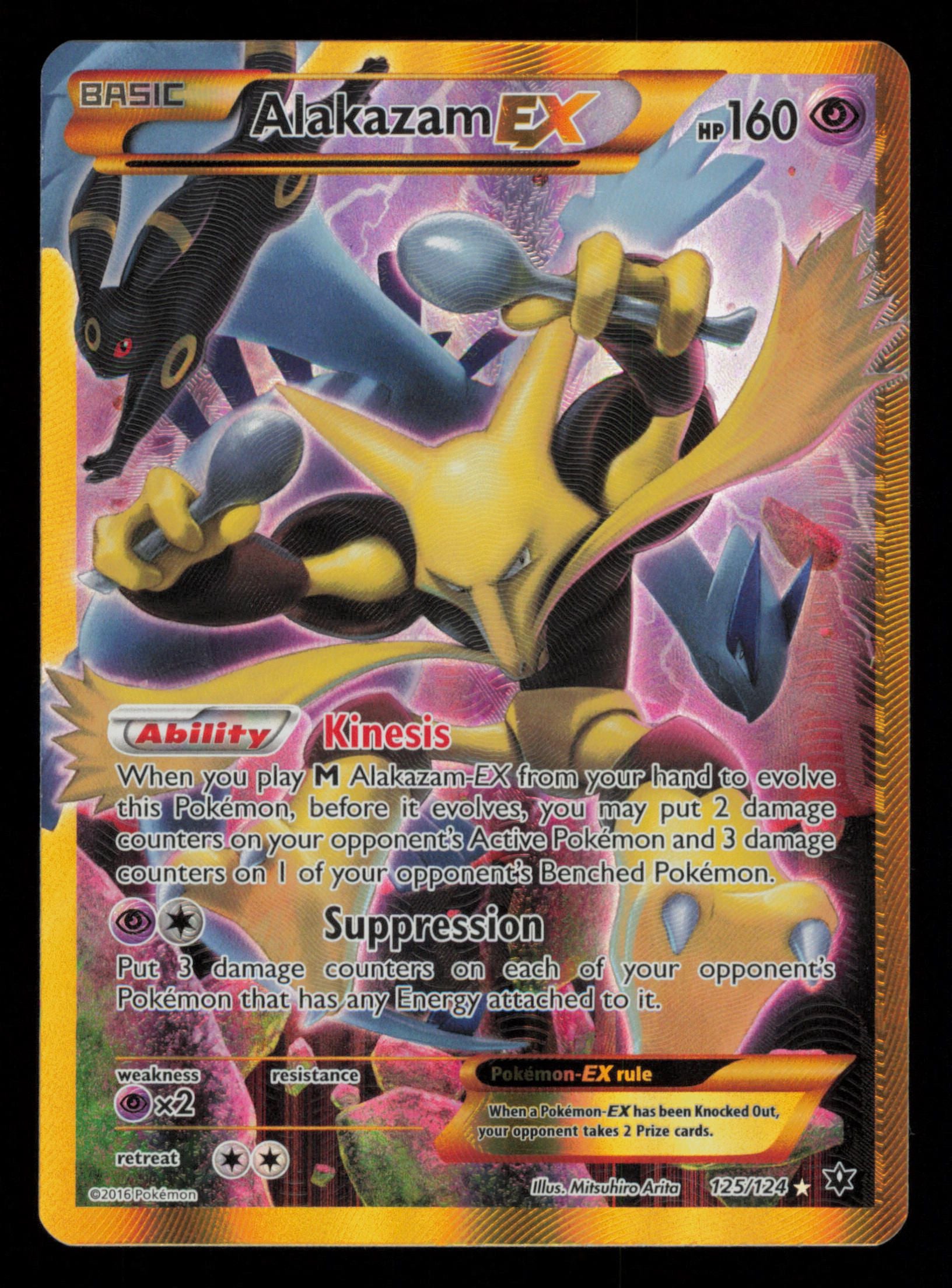 Alakazam EX 125/124 Secret Rare Fates Collide Pokemon