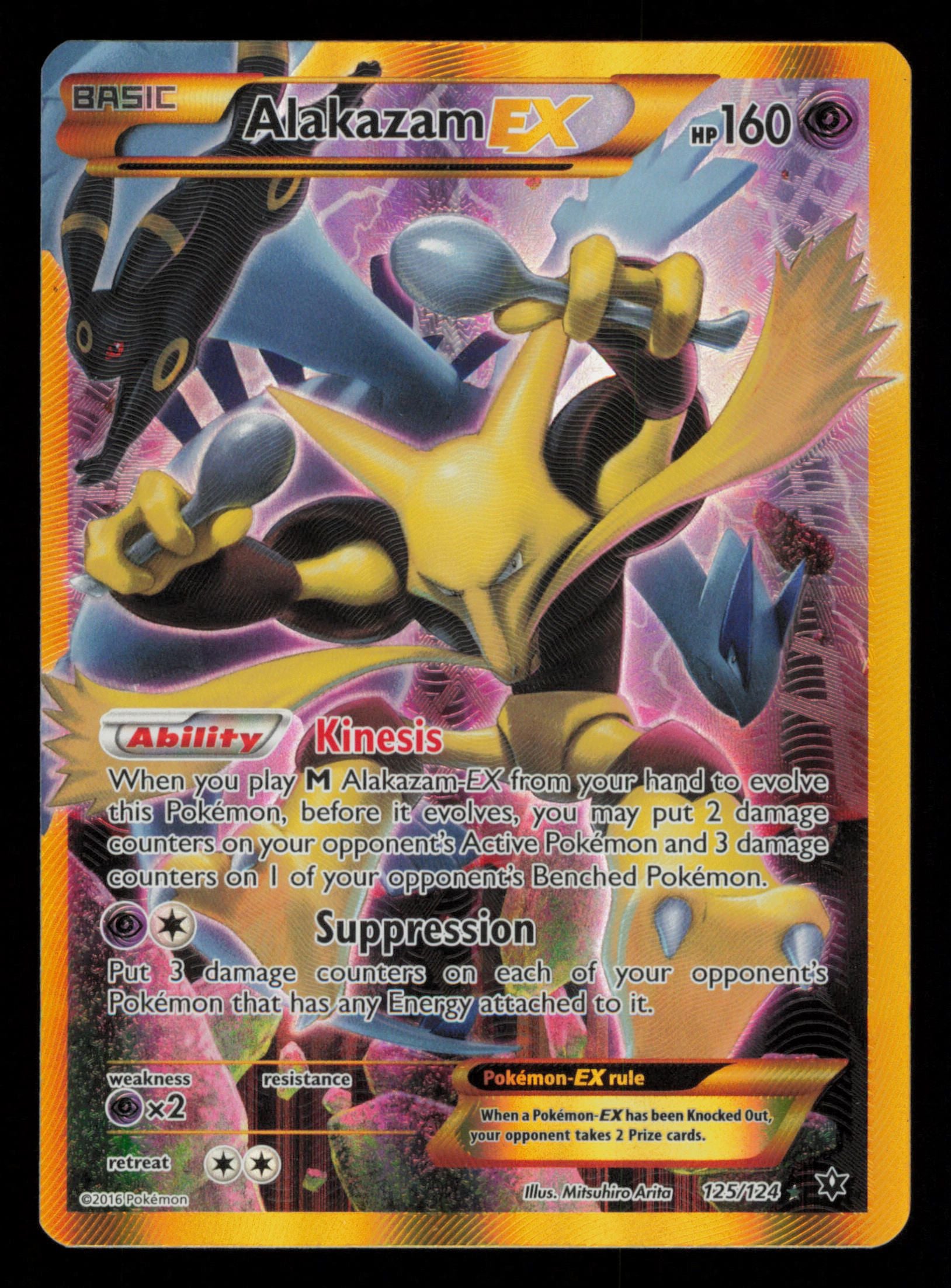 Alakazam EX 125/124 Secret Rare Fates Collide Pokemon