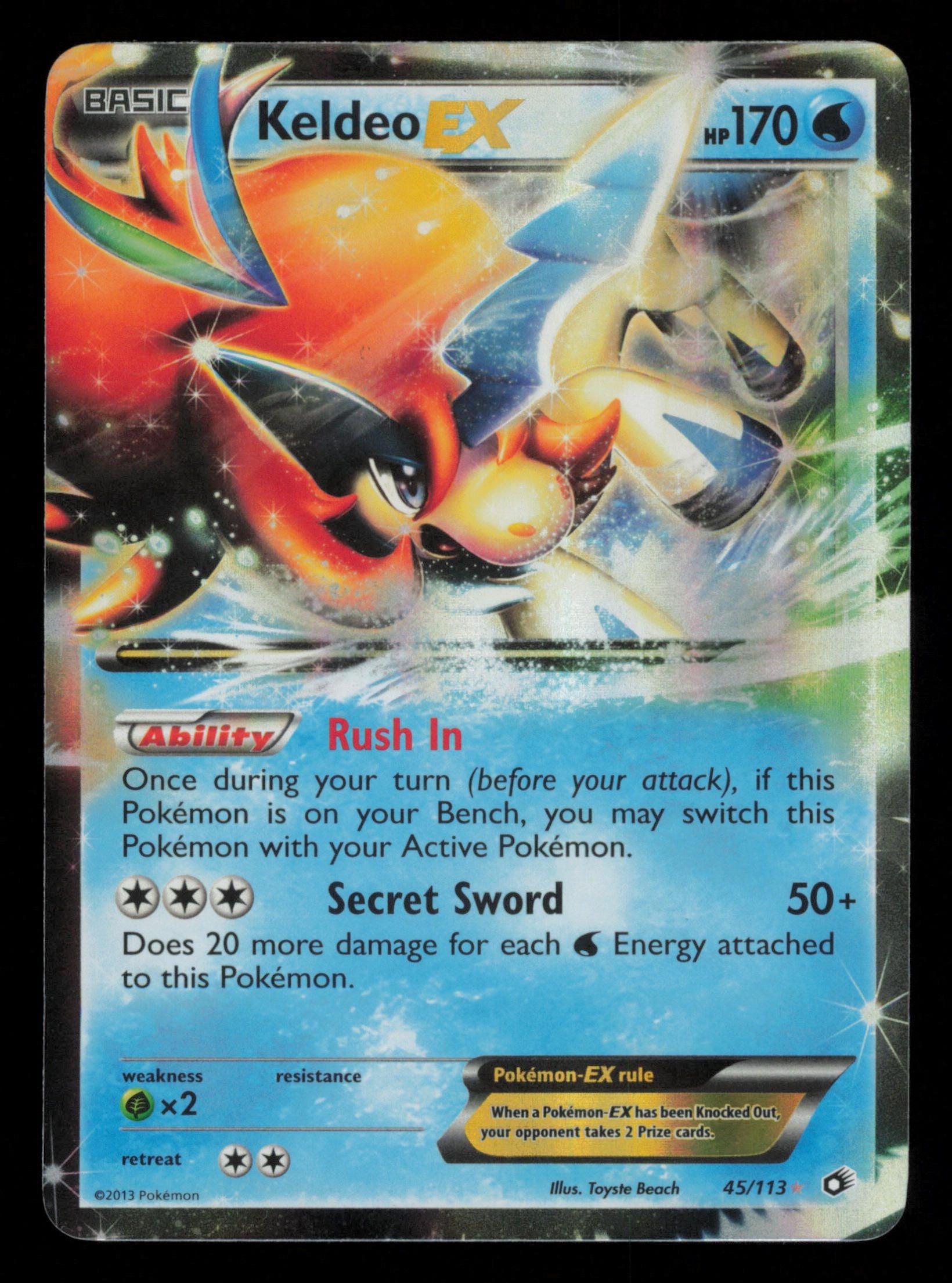Keldeo EX 45/113 Holo Rare EX Legendary Treasures Pokemon