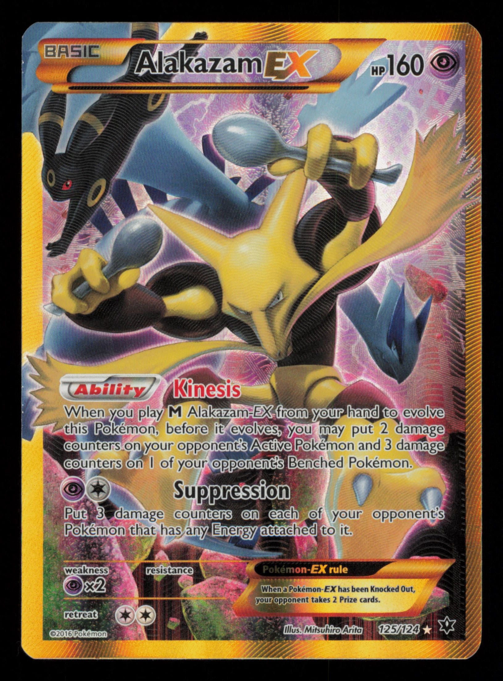 Alakazam EX 125/124 Secret Rare Fates Collide Pokemon