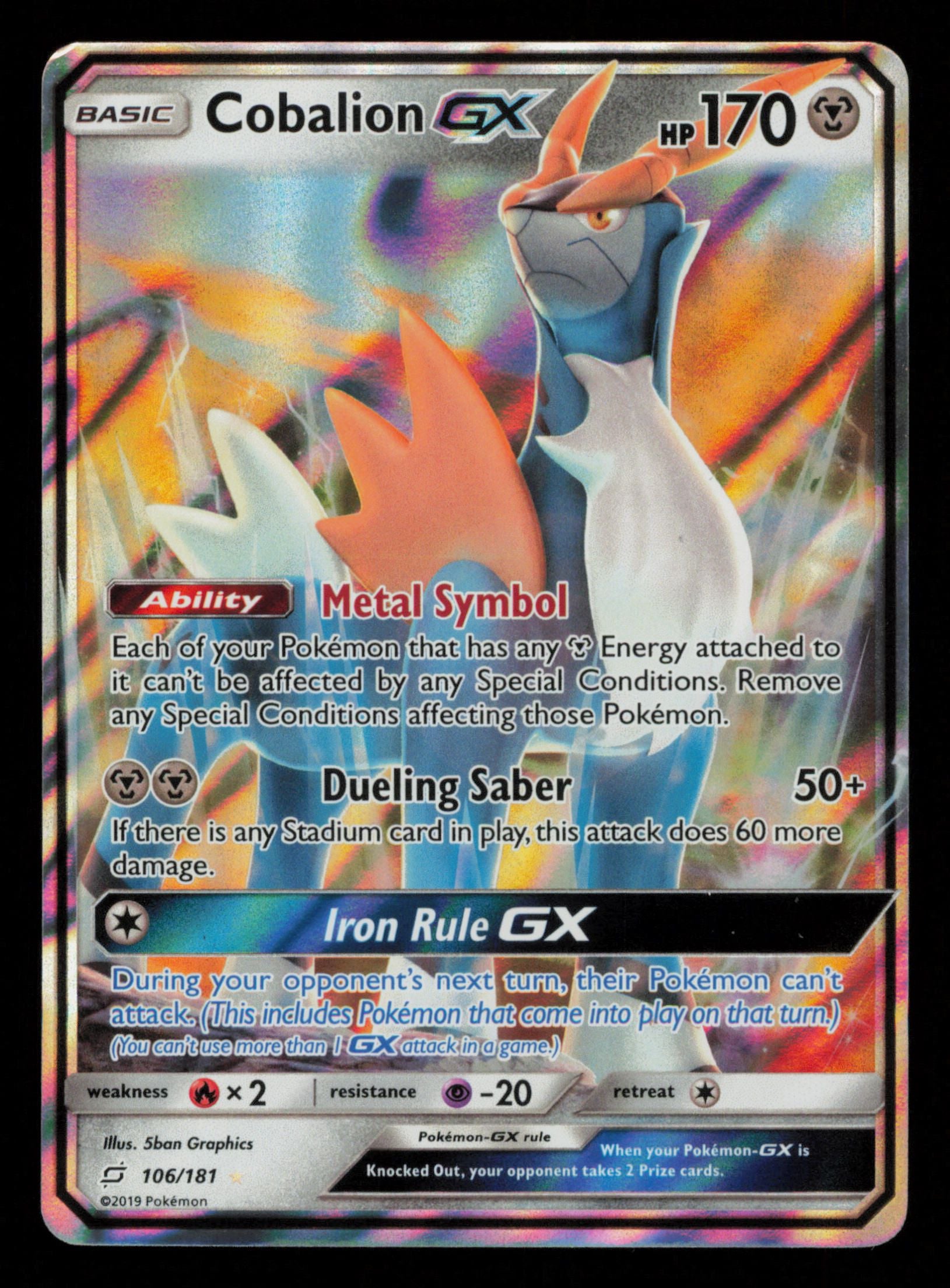 Cobalion GX 106/181 Holo Rare GX Team Up Pokemon