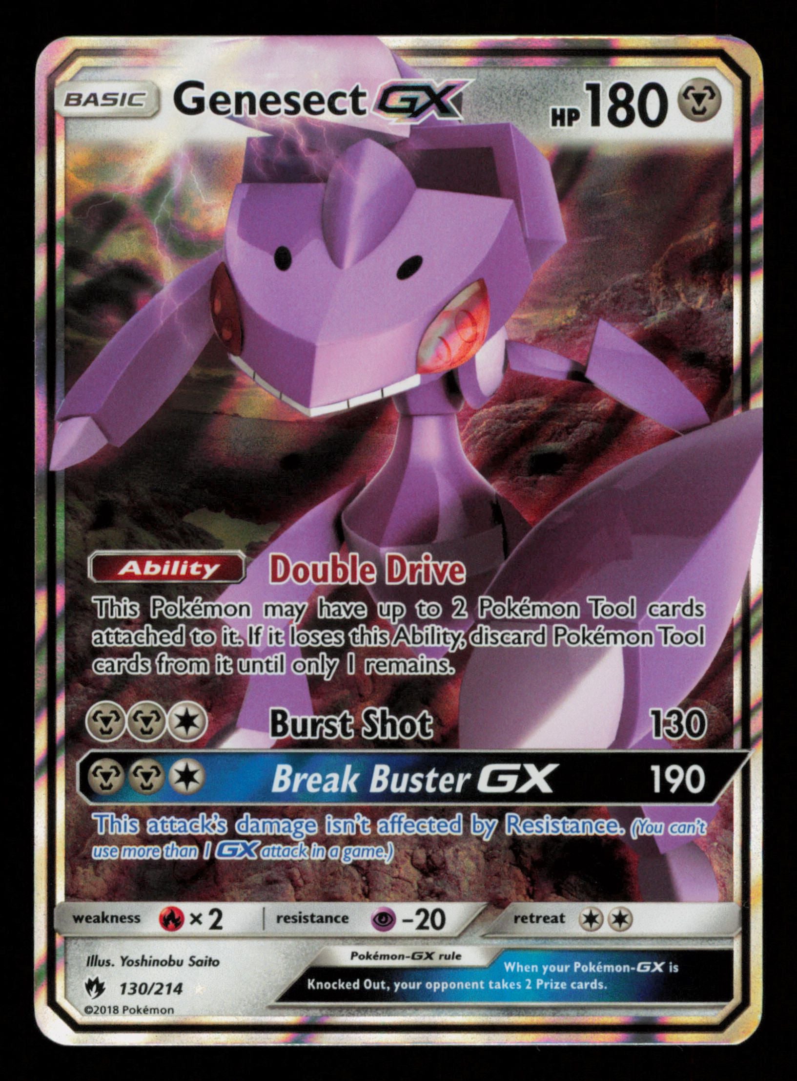 Genesect GX 130/214 Holo Rare GX Lost Thunder Pokemon