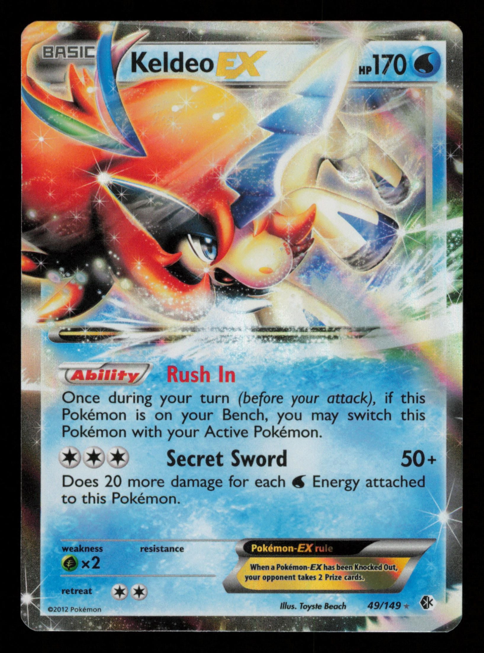 Keldeo EX 49/149 Holo Rare EX Boundaries Crossed Pokemon