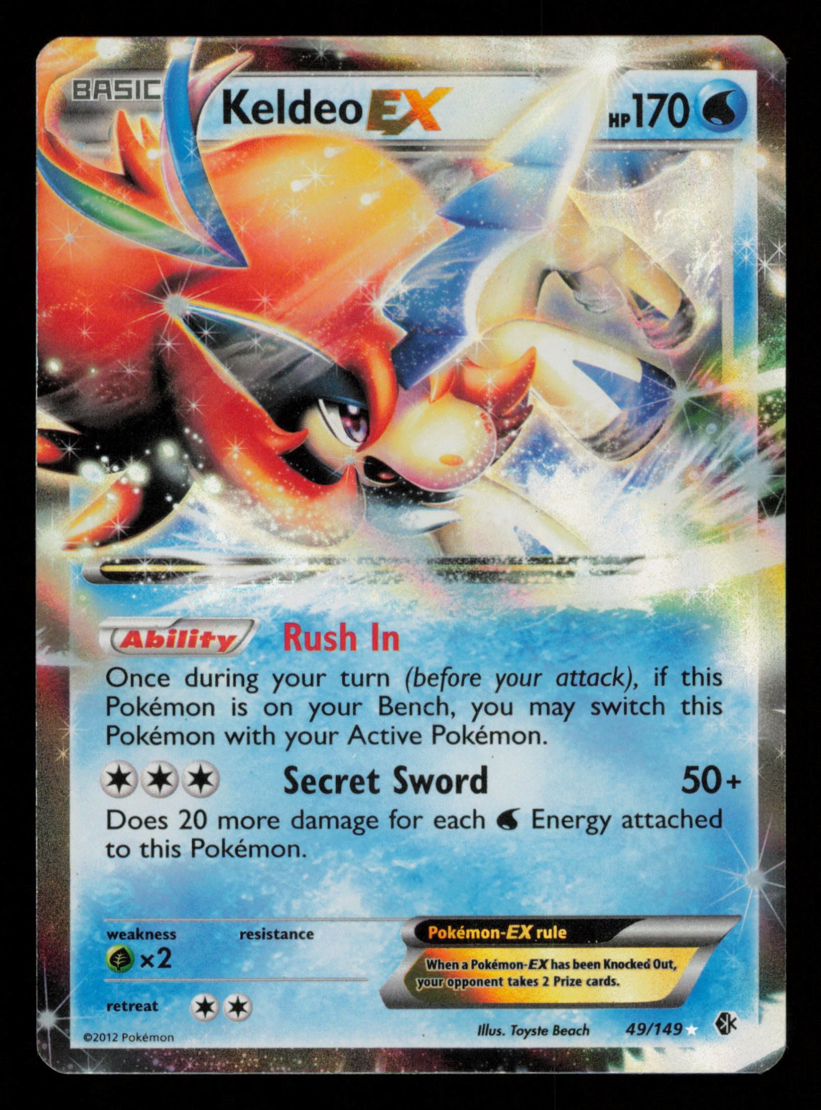 Keldeo EX 49/149 Holo Rare EX Boundaries Crossed Pokemon