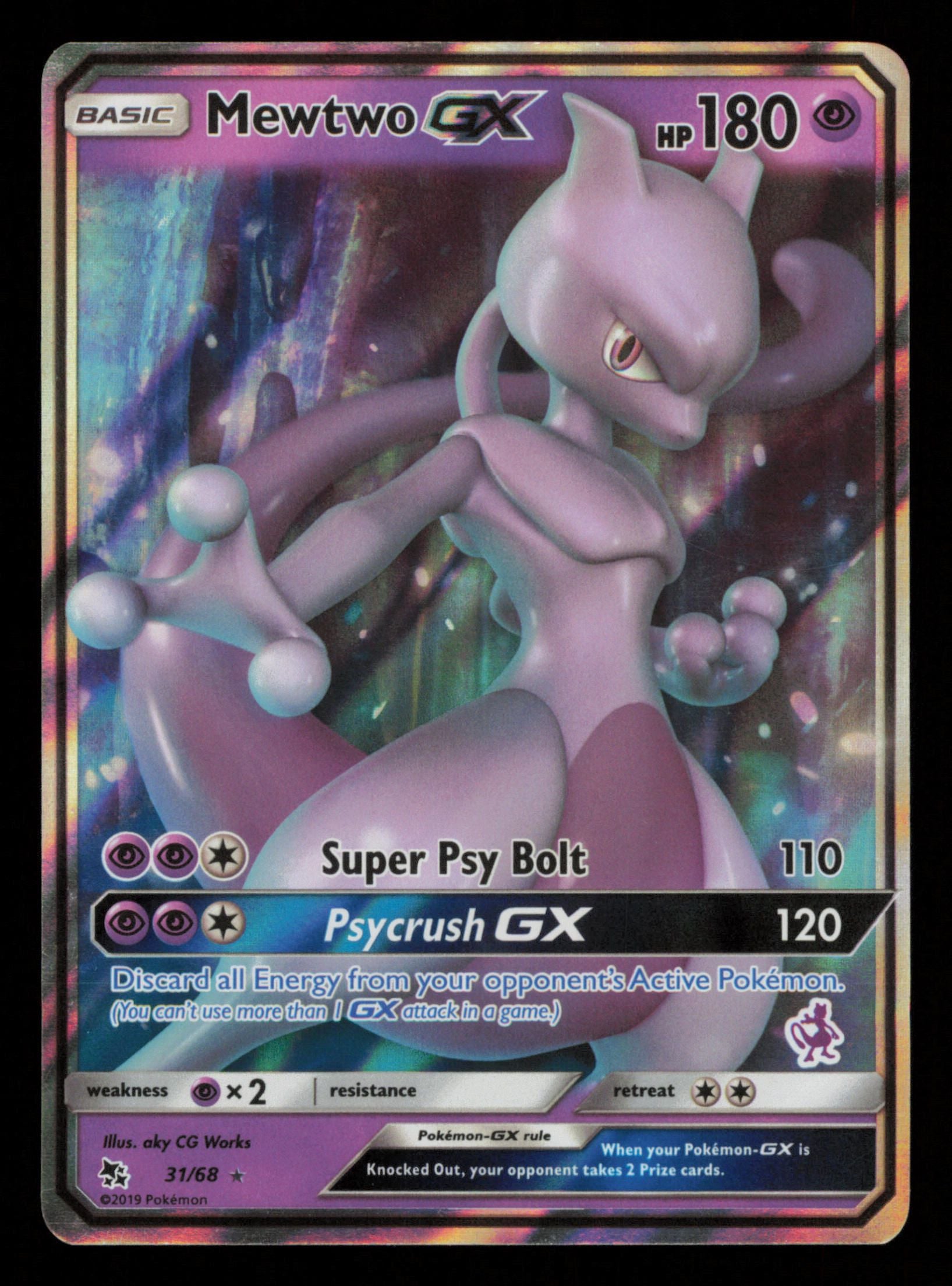 Mewtwo GX 31/68 Holo Rare Battle Academy GX Hidden Fates Pokemon