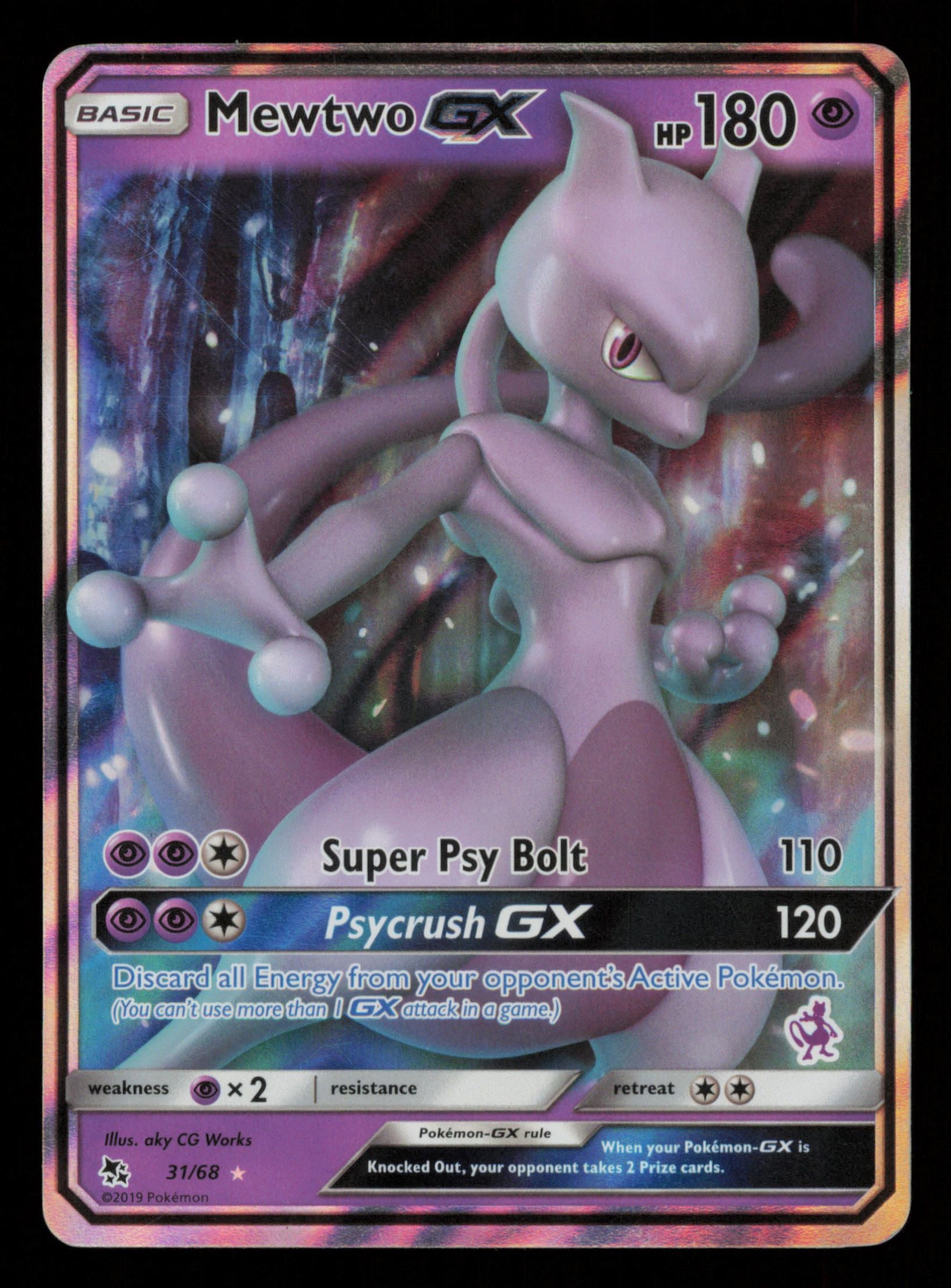 Mewtwo GX 31/68 Holo Rare Battle Academy  GX Hidden Fates Pokemon