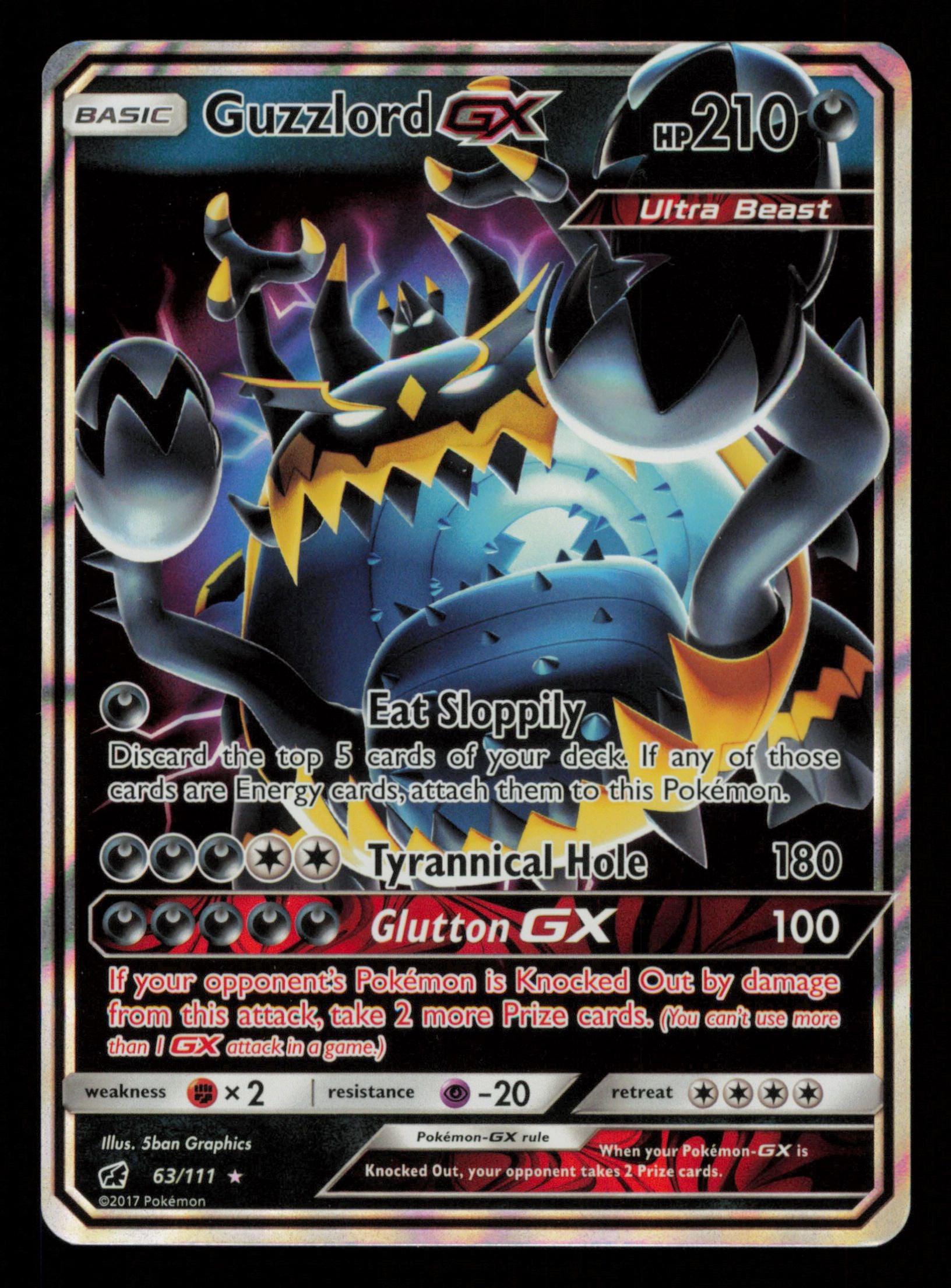 Guzzlord GX 63/111 Holo Rare GX Crimson Invasion Pokemon