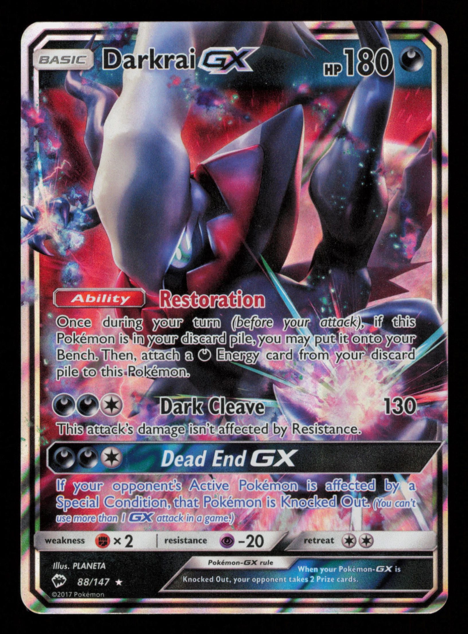 Darkrai GX 88/147 Holo Rare GX Burning Shadows Pokemon