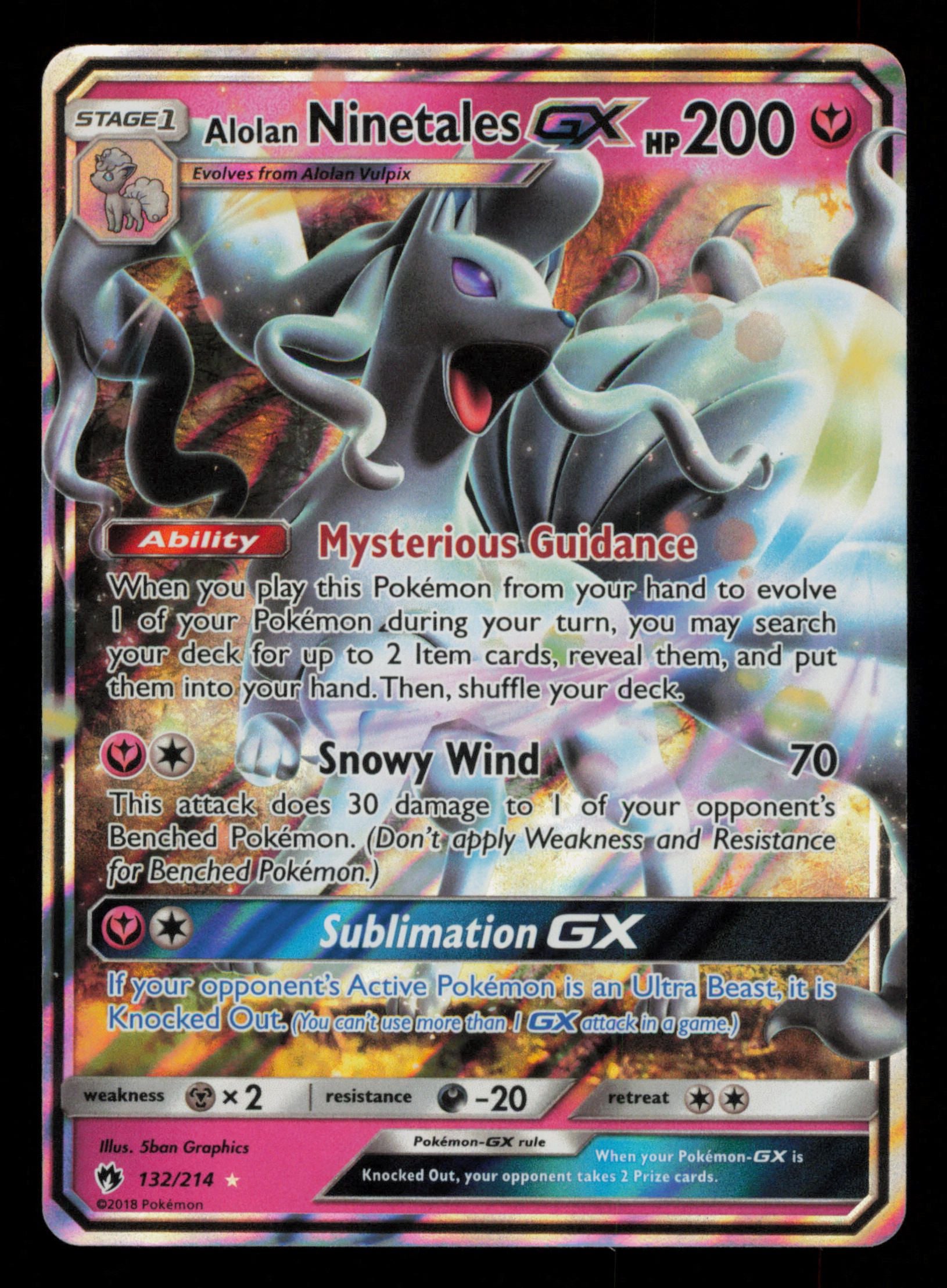 Alolan Ninetales GX 132/214 Holo Rare GX Lost Thunder Pokemon