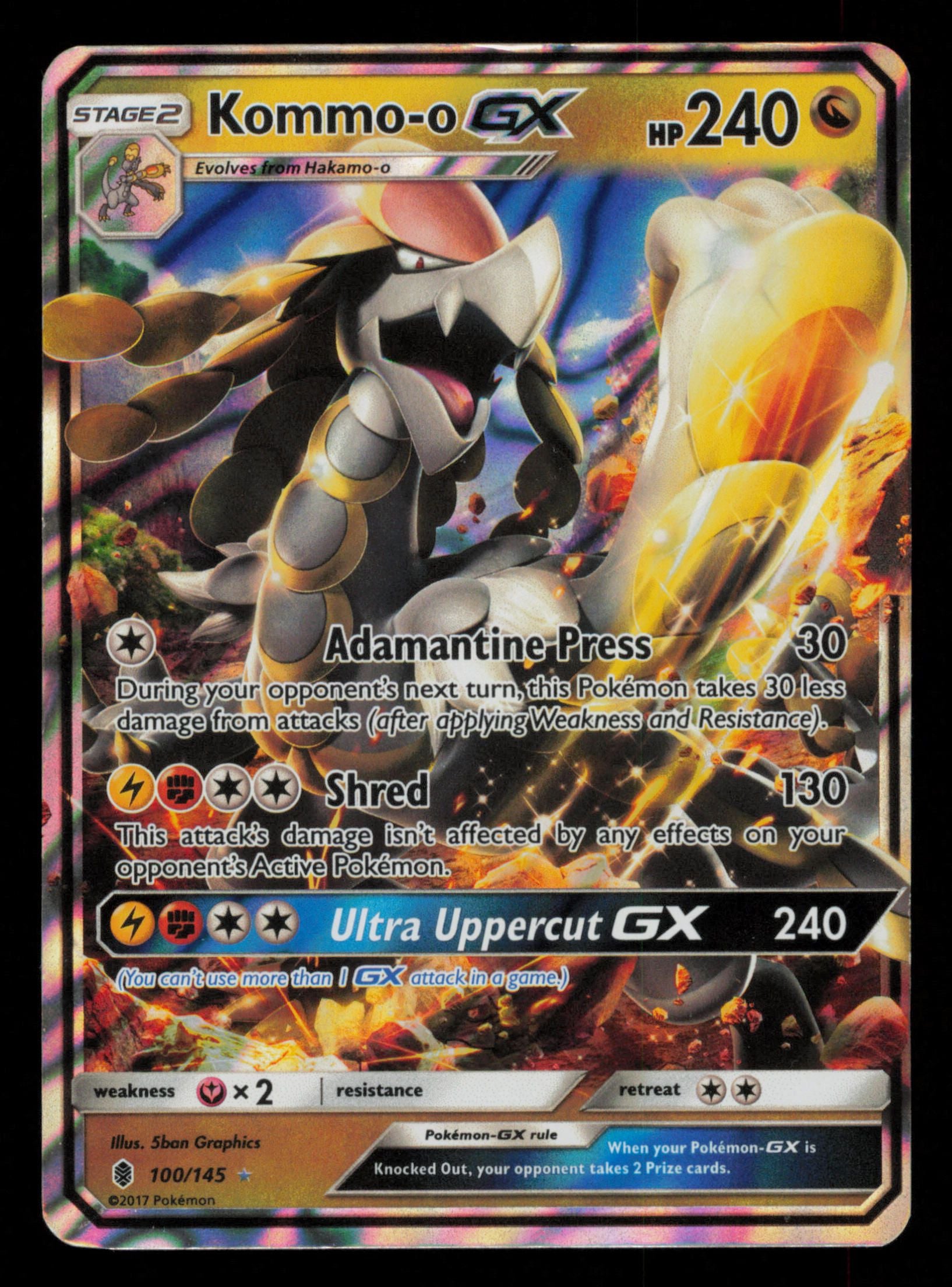 Kommo-o GX 100/145 Holo Rare GX Guardians Rising Pokemon
