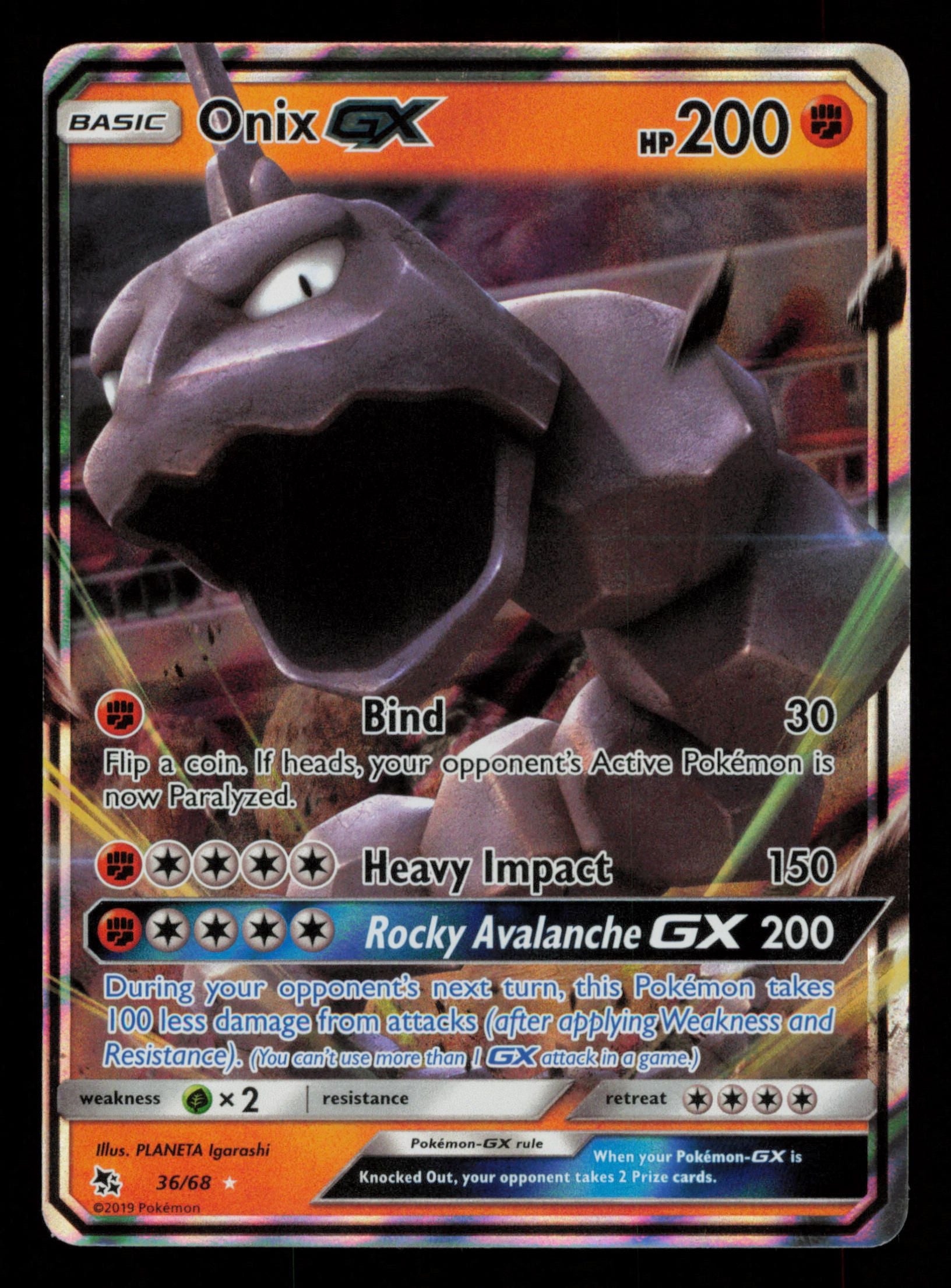 Onix GX 36/68 Holo Rare GX Hidden Fates Pokemon