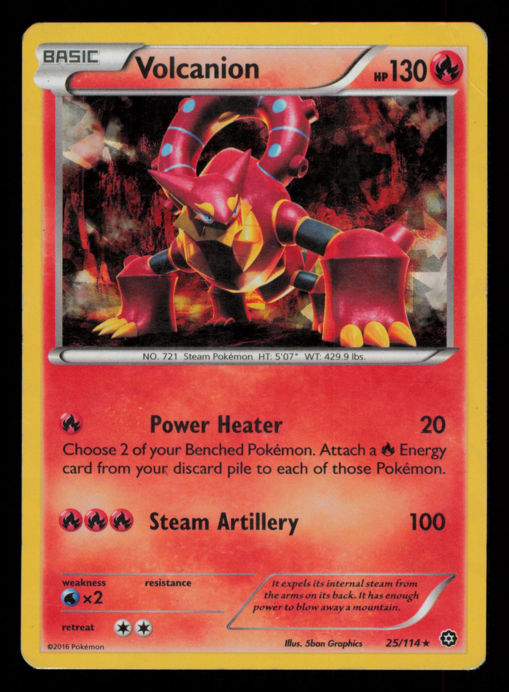 Volcanion 25/114 Rare Cracked Ice  Steam Siege Pokemon