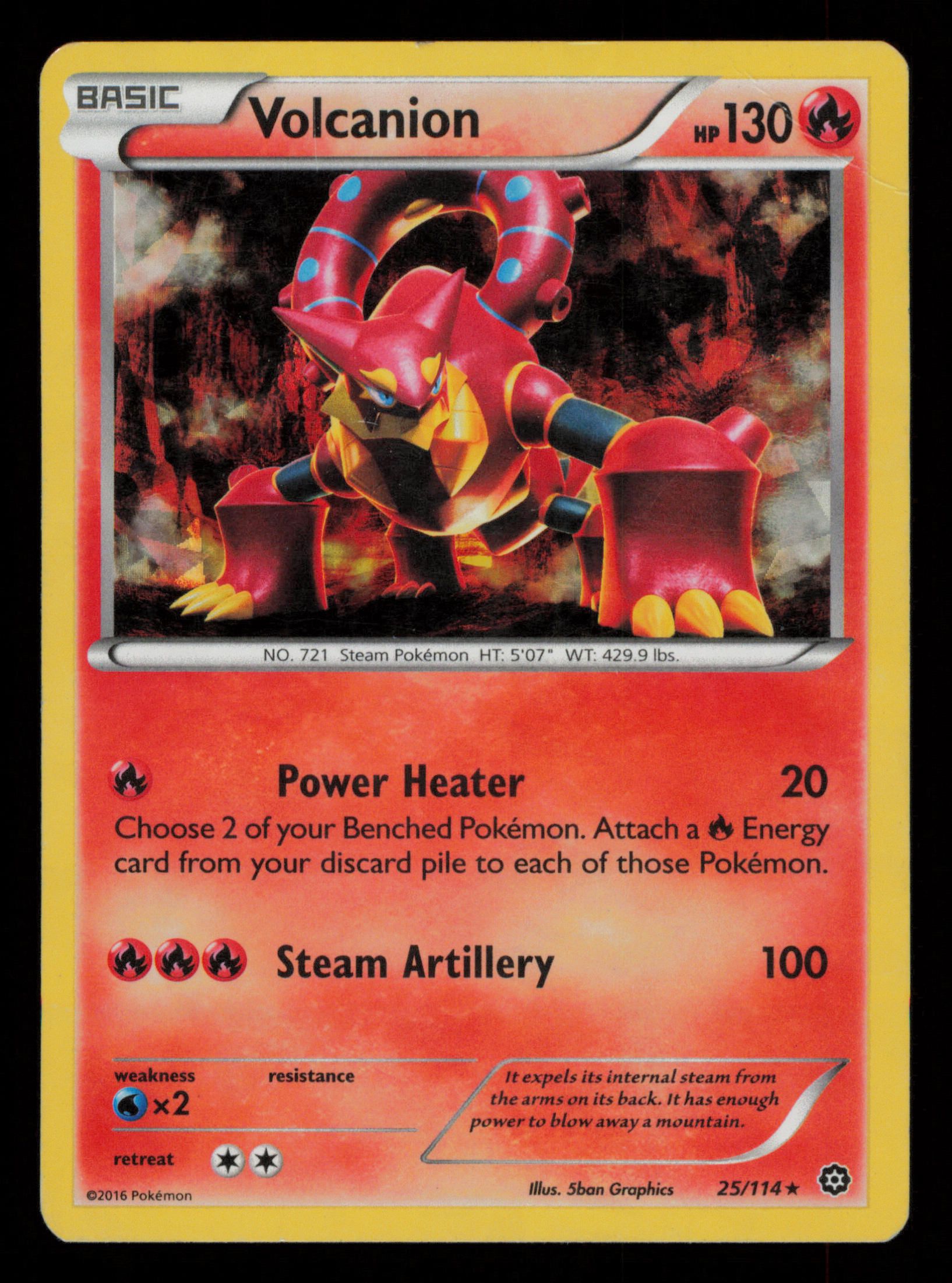 Volcanion 25/114 Rare Cracked Ice  Steam Siege Pokemon