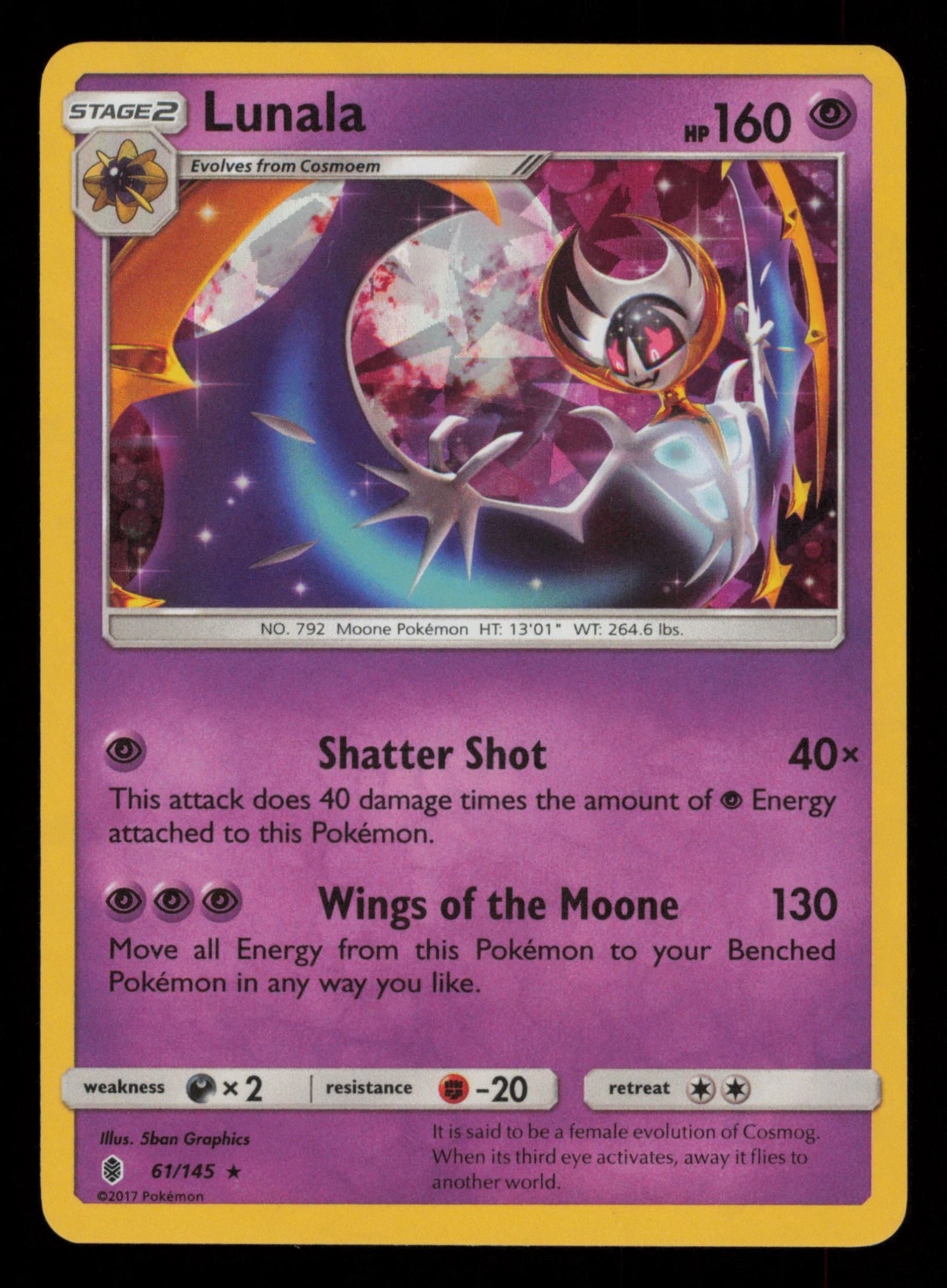 Lunala 61/145 Rare Cracked Ice  Guardians Rising Pokemon