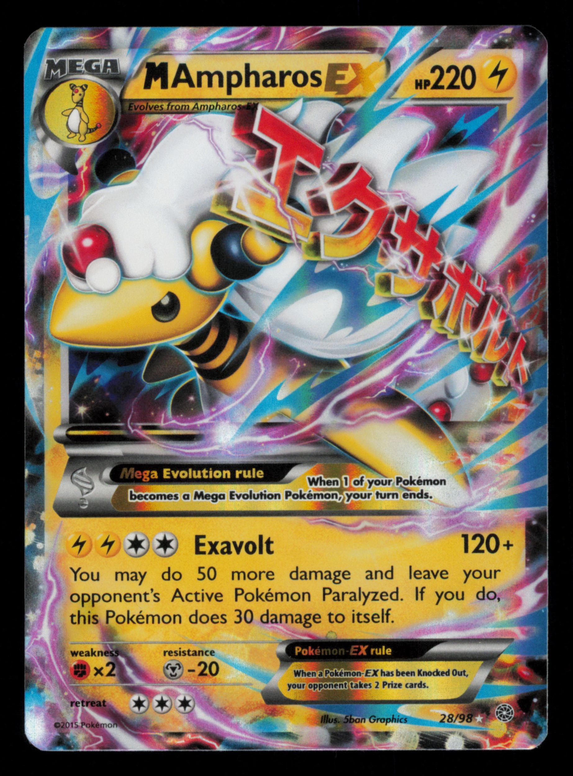 M Ampharos EX 28/98 Holo Rare EX Ancient Origins Pokemon