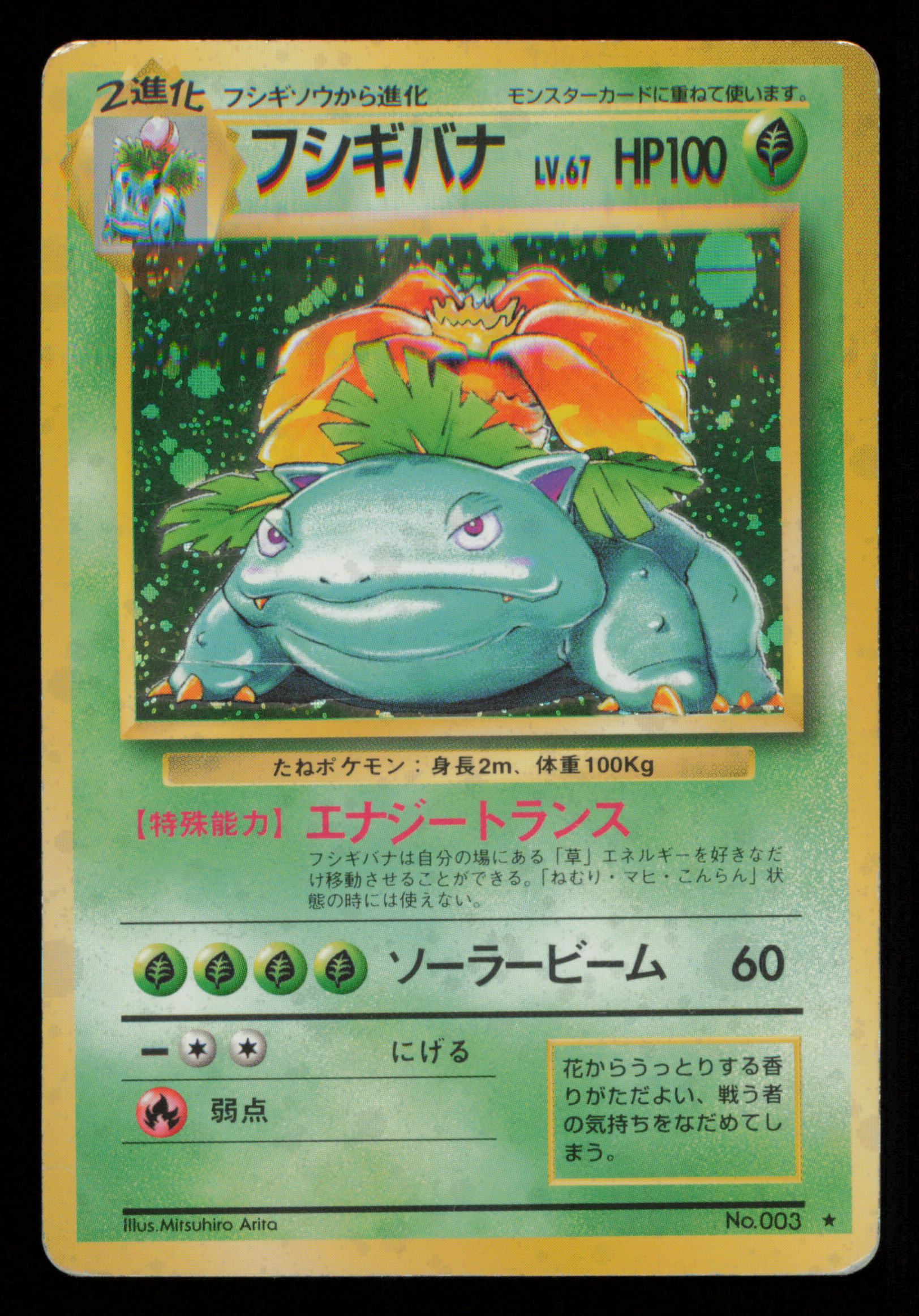 Venusaur NO. 003 Holo Rare Base Set Pokemon Japanese - Edge coloured