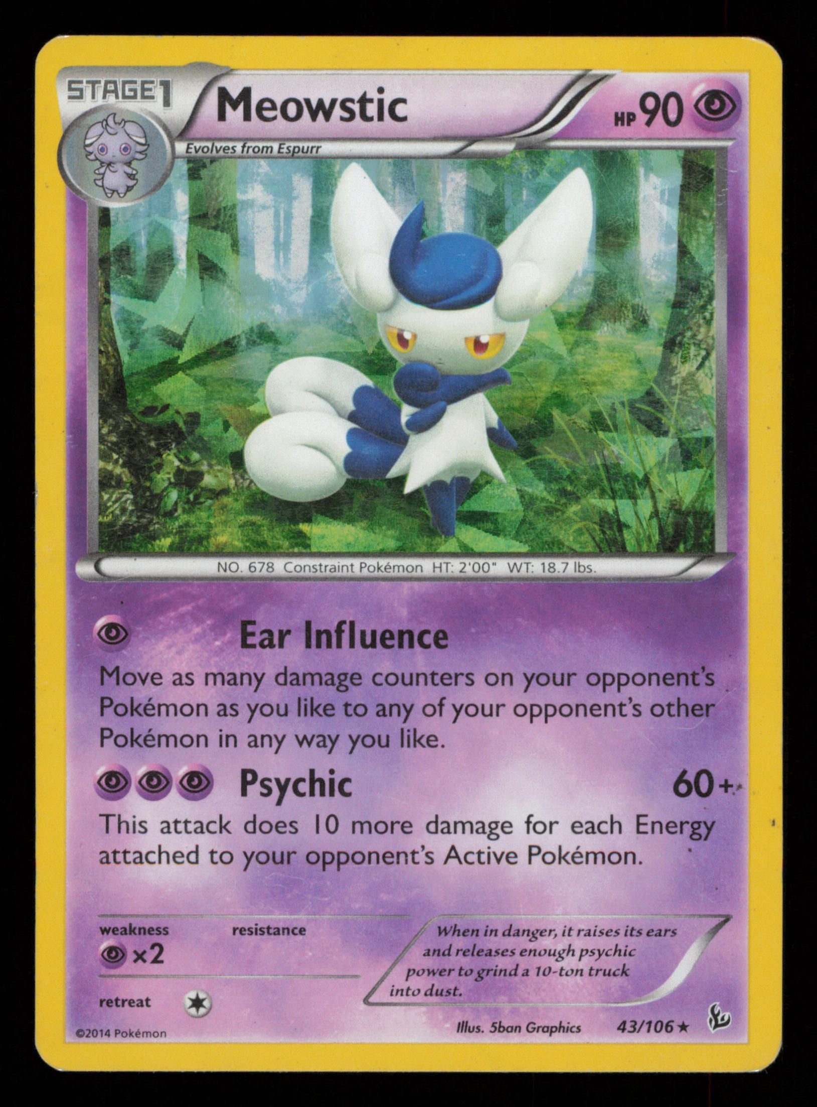 Meowstic 43/106 Rare  Cracked Ice Flashfire Pokemon