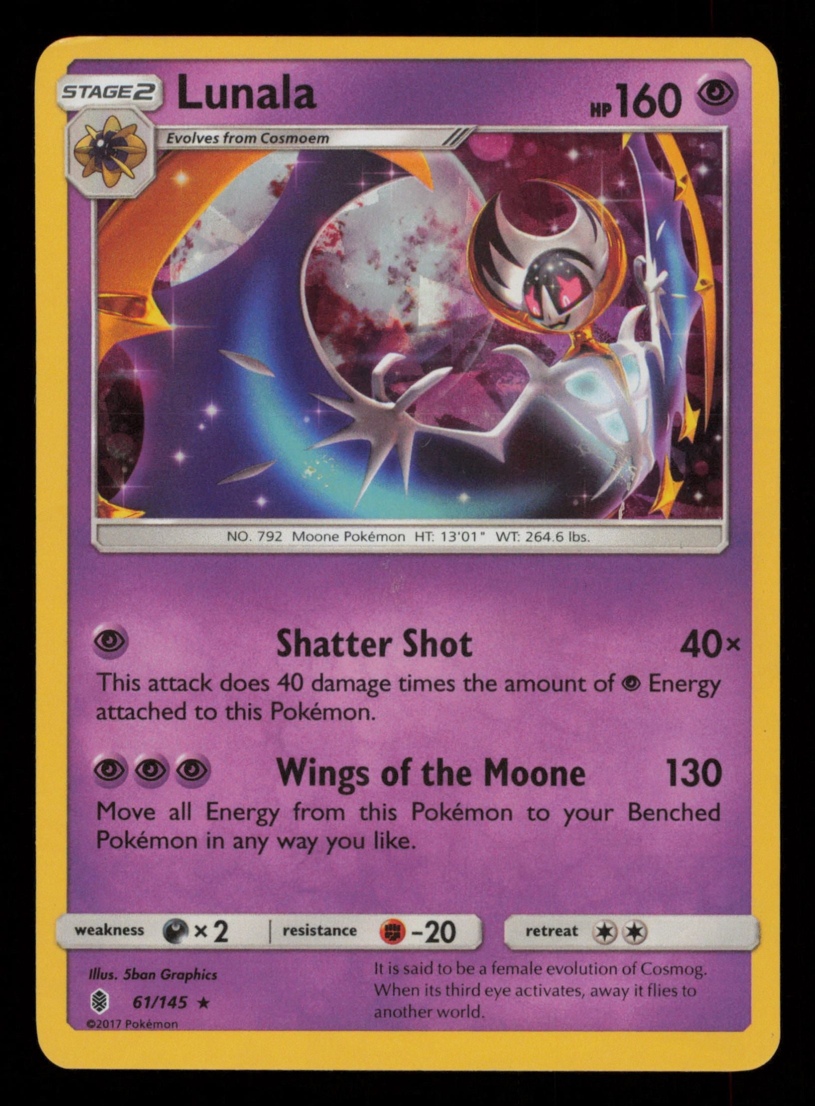 Lunala 61/145 Rare Cracked Ice  Guardians Rising Pokemon