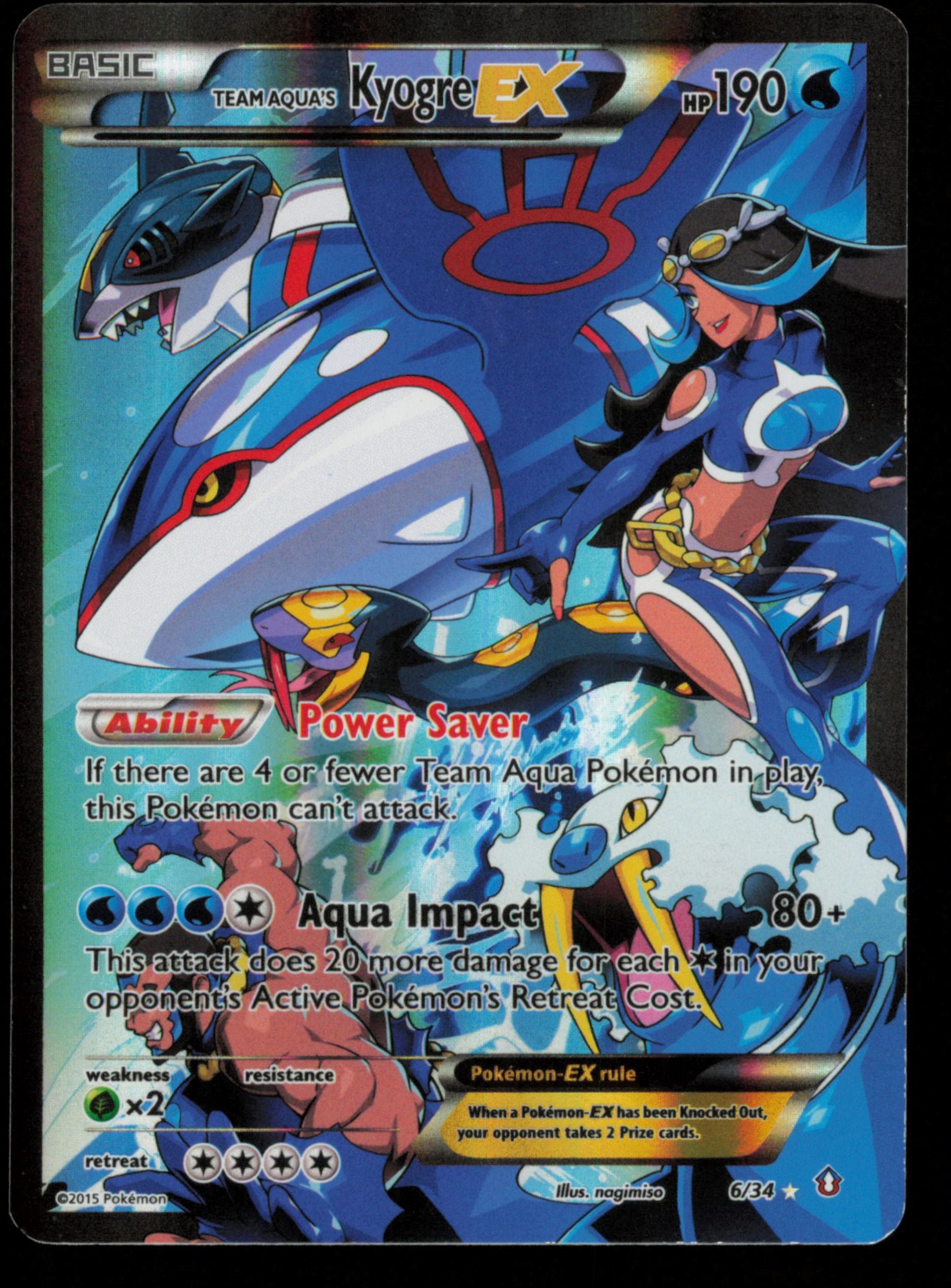 Team Aqua's Kyogre EX 6/34 Rare Ultra Double Crisis Pokemon