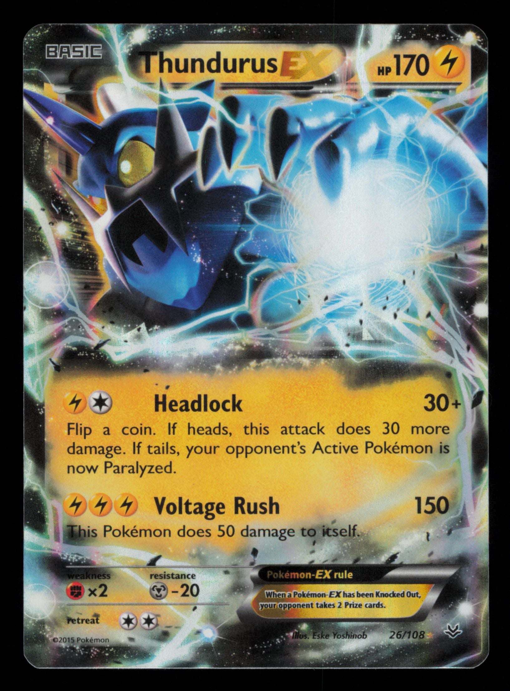 Thundurus EX 26/108 Holo Rare EX Roaring Skies Pokemon