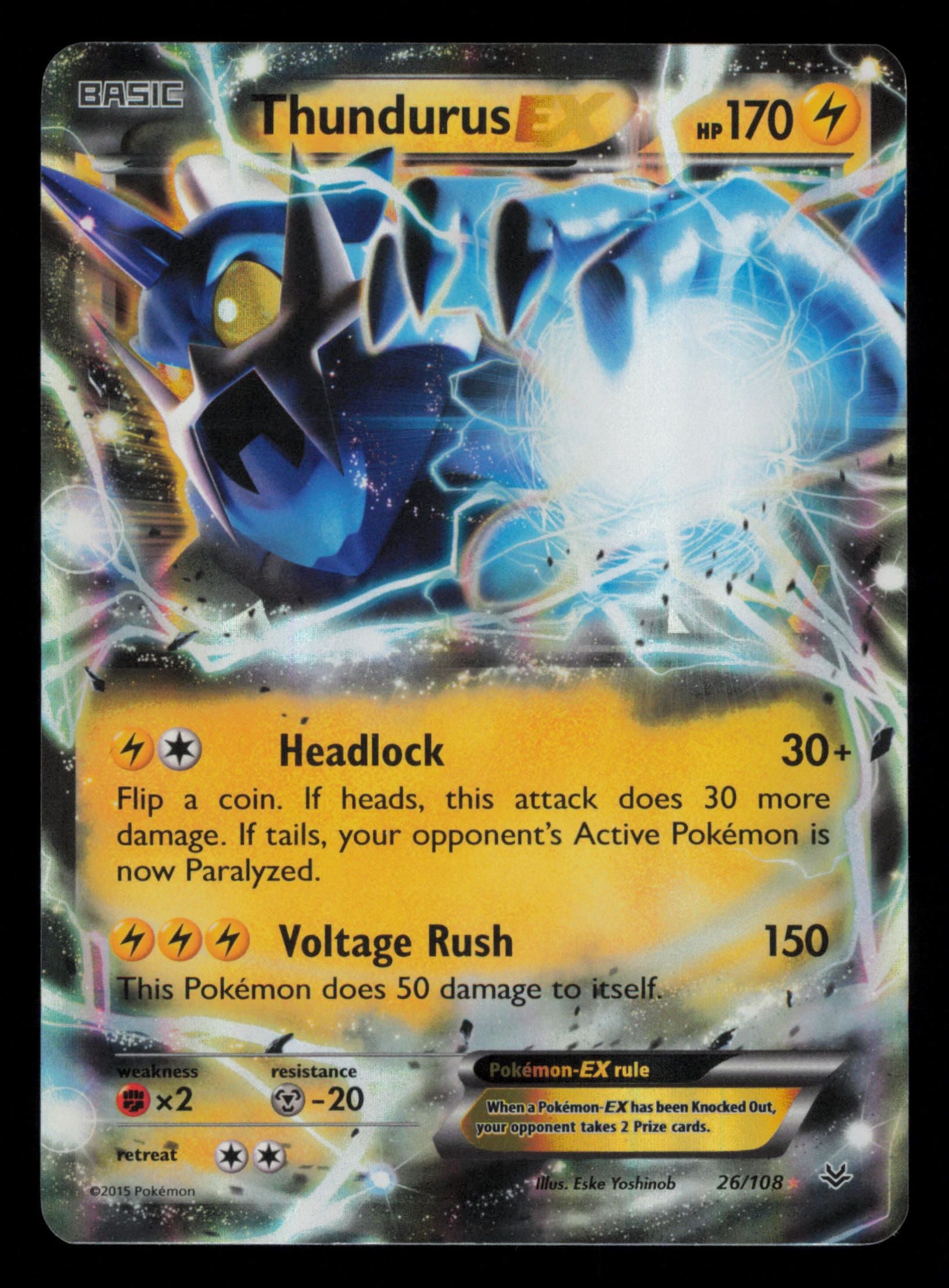 Thundurus EX 26/108 Holo Rare EX Roaring Skies Pokemon