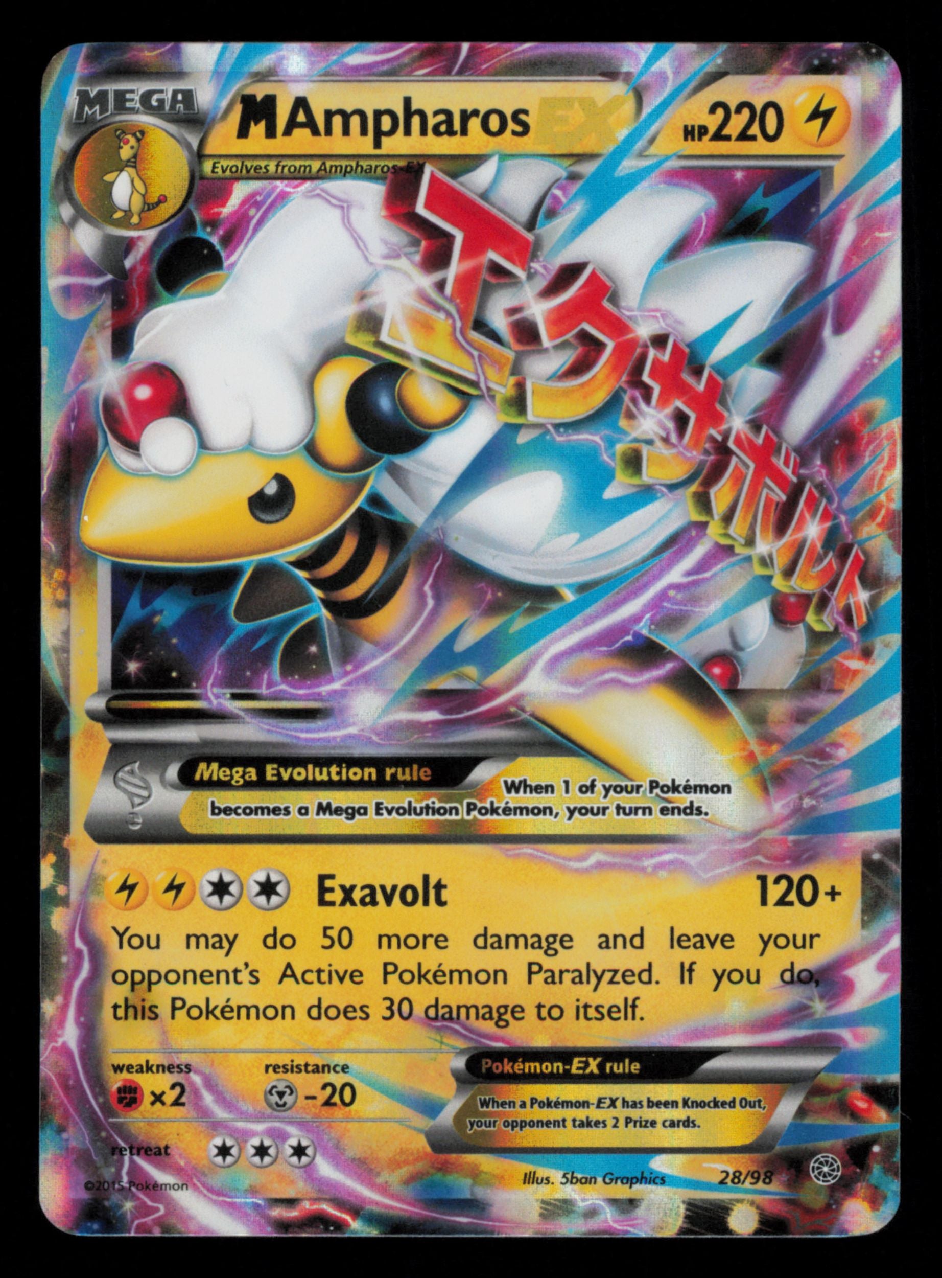 M Ampharos EX 28/98 Holo Rare EX Ancient Origins Pokemon