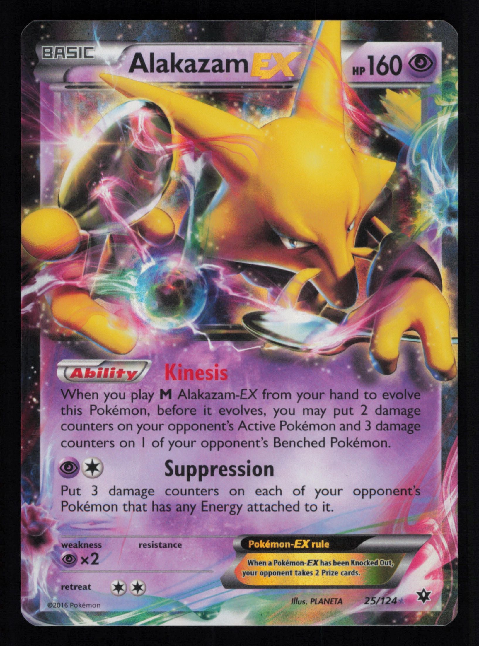 Alakazam EX 25/124 Holo Rare EX Fates Collide Pokemon