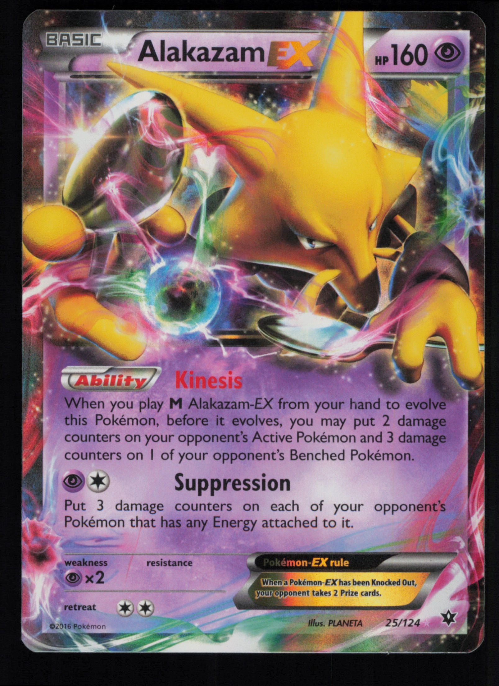 Alakazam EX 25/124 Holo Rare EX Fates Collide Pokemon
