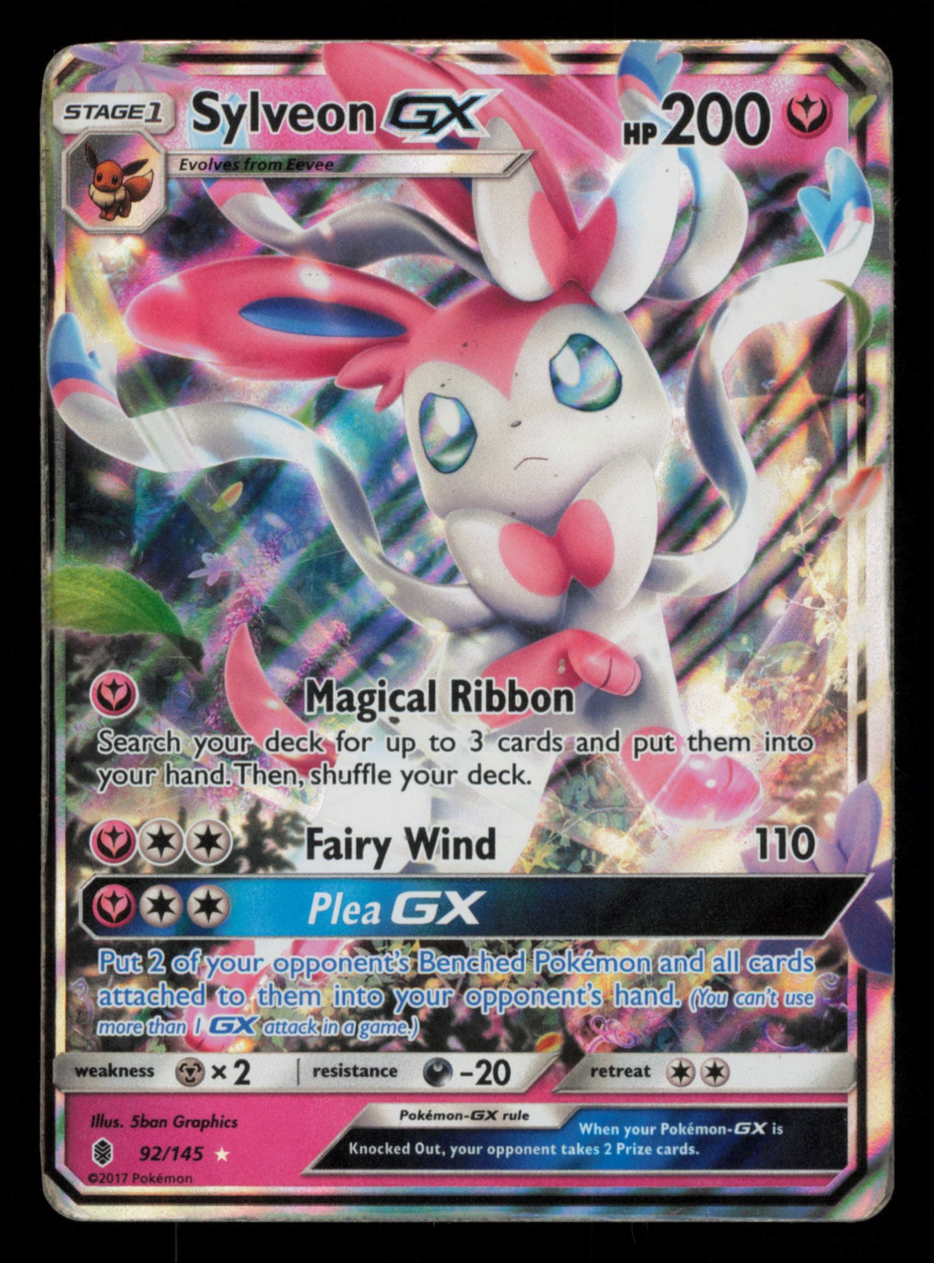 Sylveon GX 92/145 Holo Rare GX Guardians Rising Pokemon