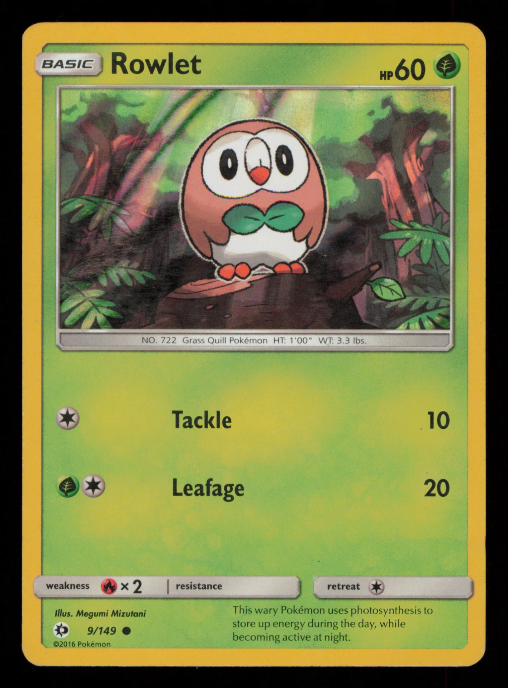 Rowlet 9/149 Water Web Holo Sun & Moon Pokemon