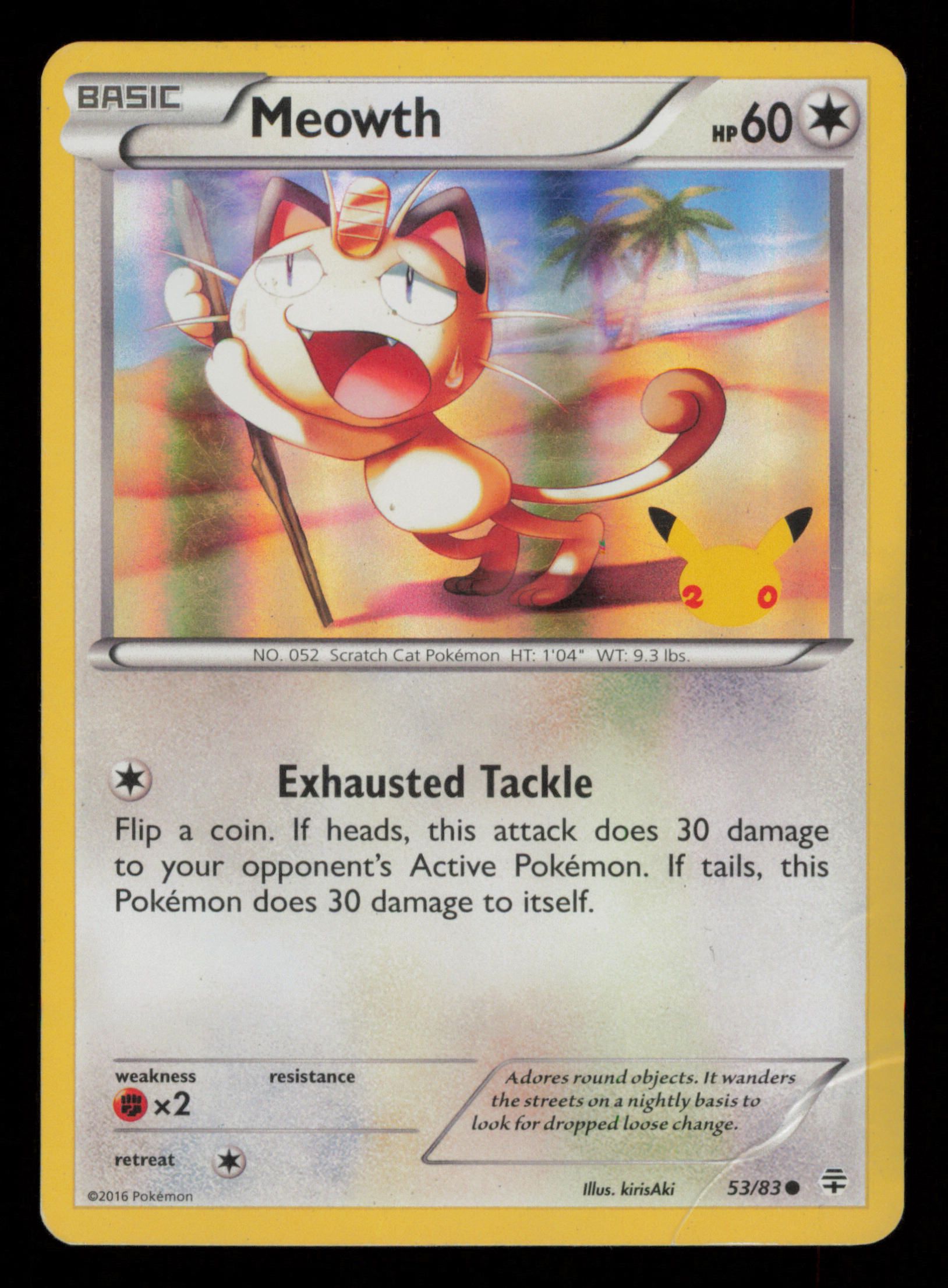 Meowth 53/83 20th Anniversary Stamp Generations Pokemon