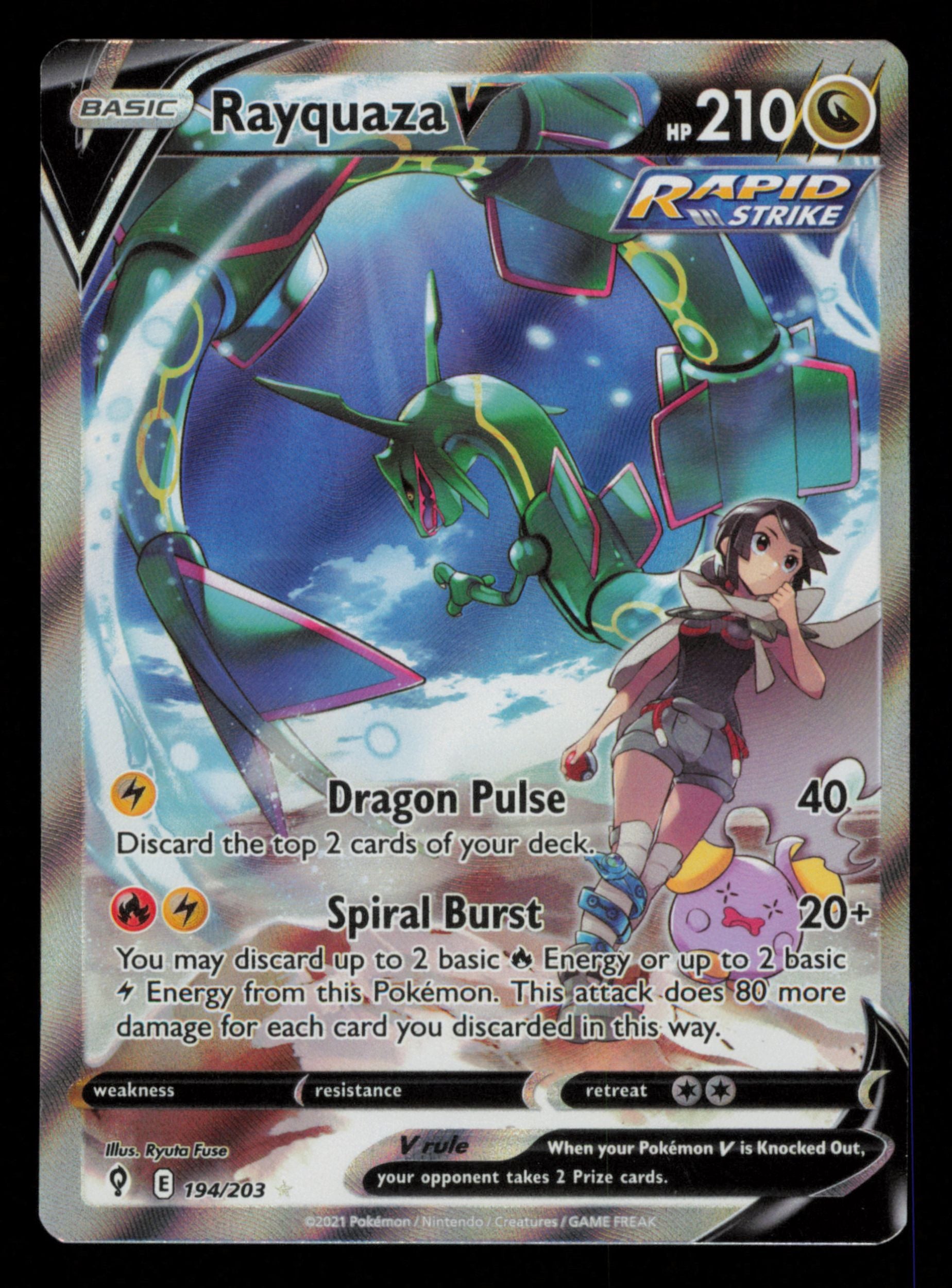 Rayquaza V 194/203 Rare Ultra Evolving Skies Pokemon