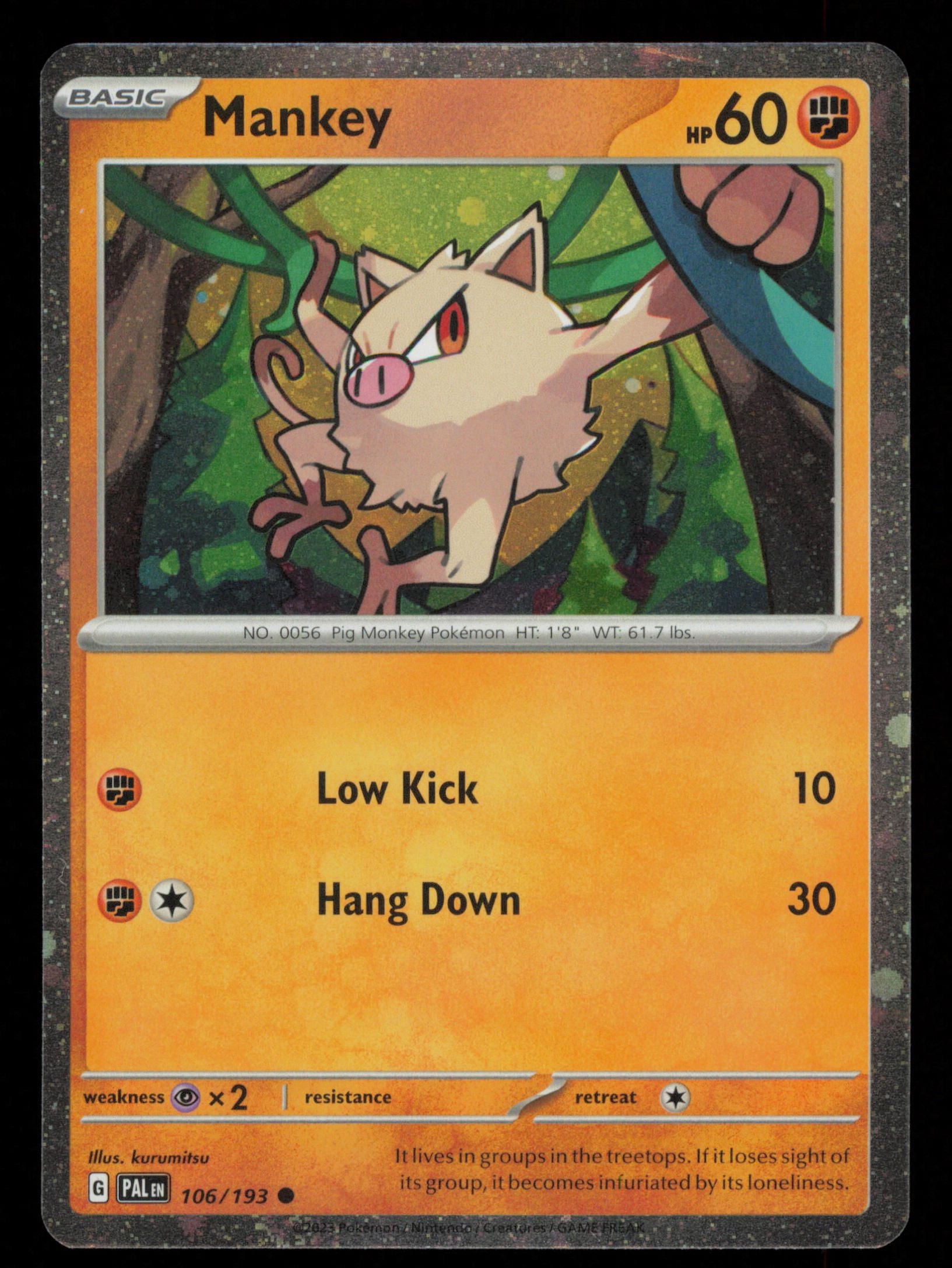 Mankey 106/193 Common Paldea Evolved Cosmos Holo Pokemon