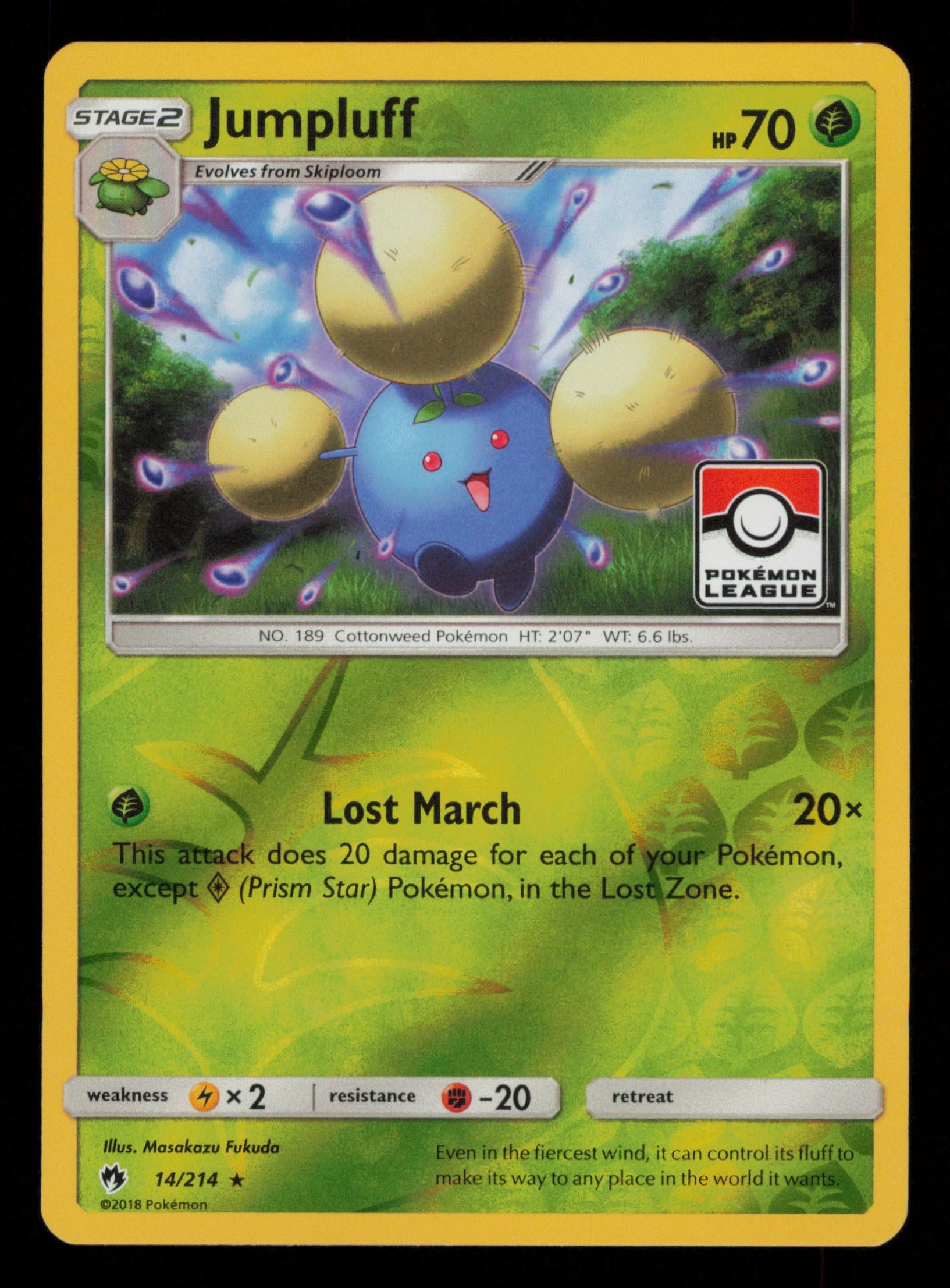 Jumpluff 14/214 Holo Rare Lost Thunder Championship Card Pokemon